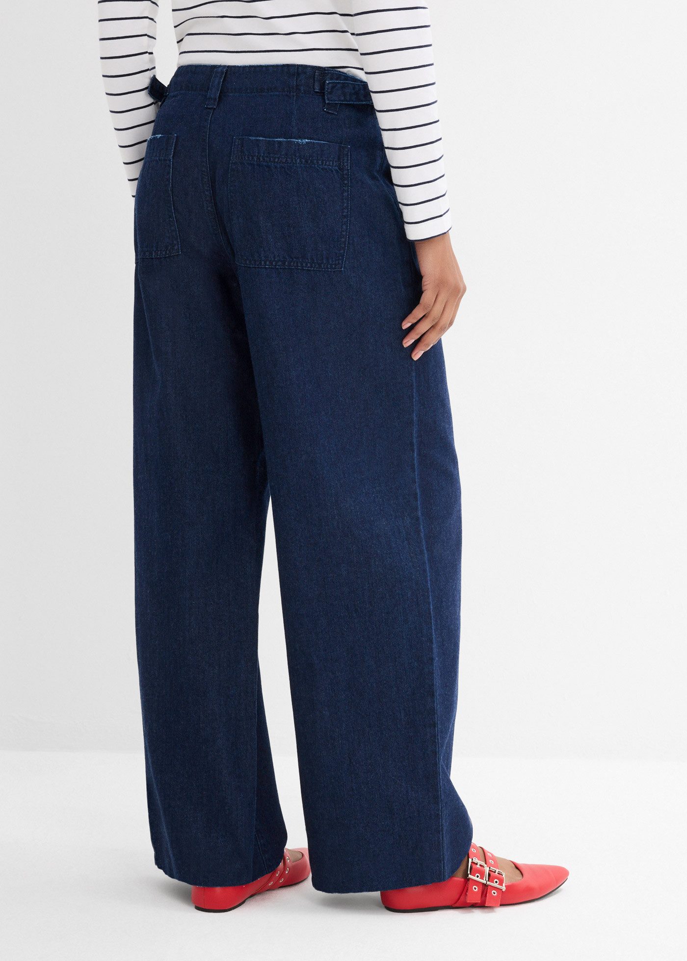 bonprix Weite Jeans lockerer Schnitt, gerade Passform, mittlerer Bund