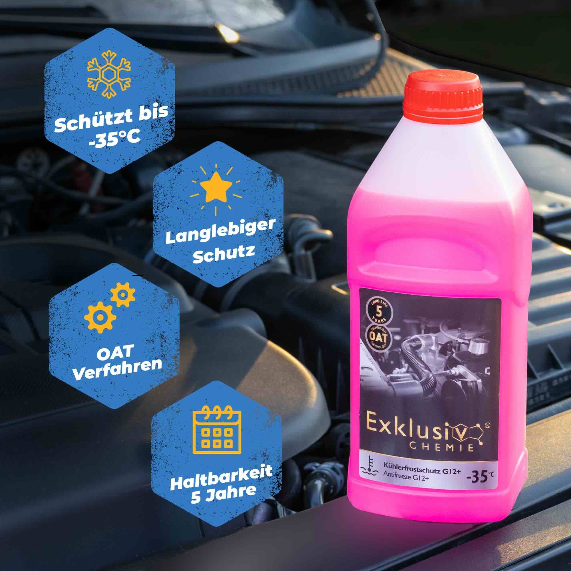 Exklusiv Chemie GmbH Kühlerfrostschutz G12+ Kühlerfrostschutz, bis -35 °C, 1 l, Gebrauchsfertig – Bild 4 von 5