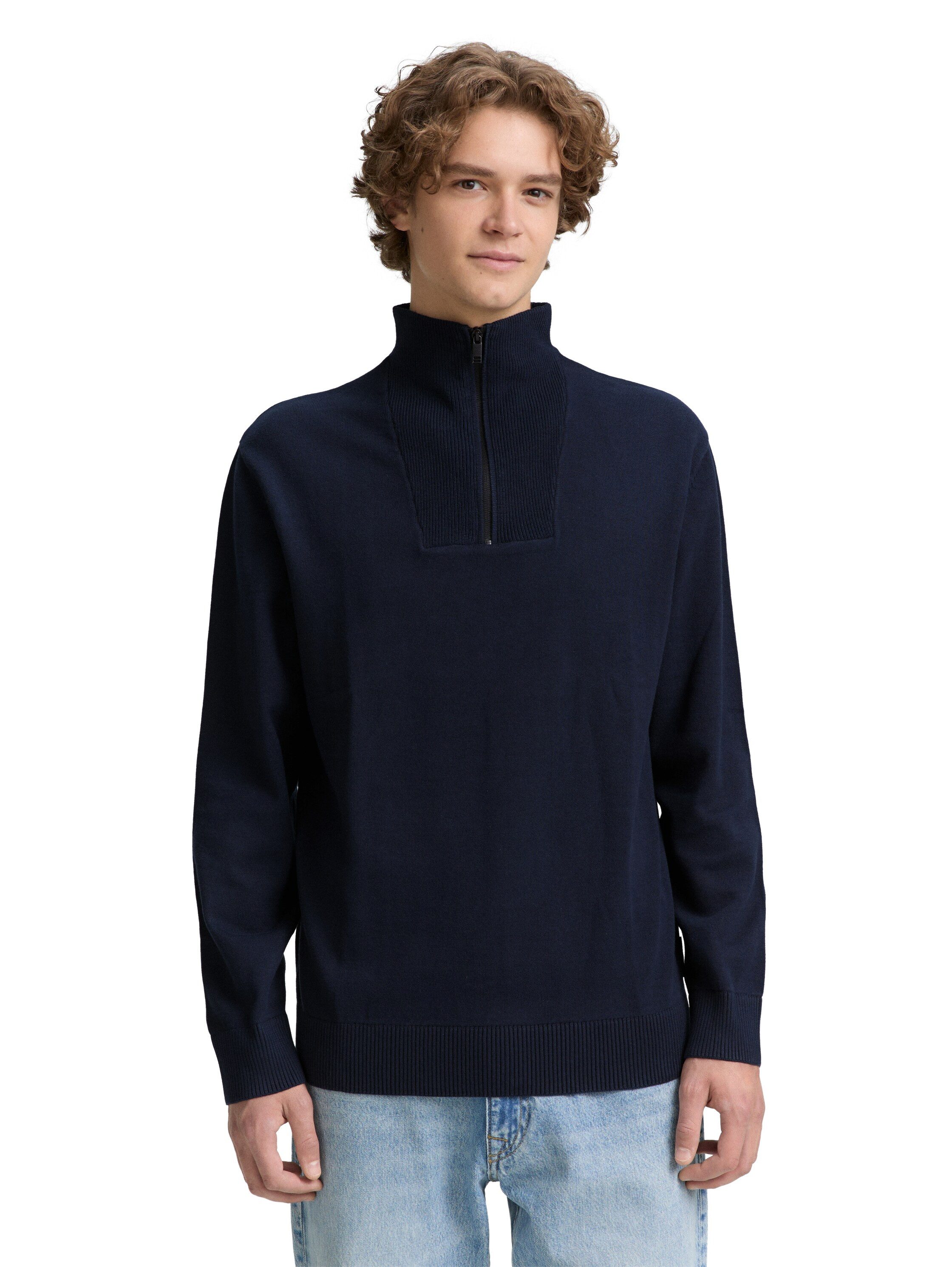TOM TAILOR Denim Troyer mit Rippbündchen günstig online kaufen