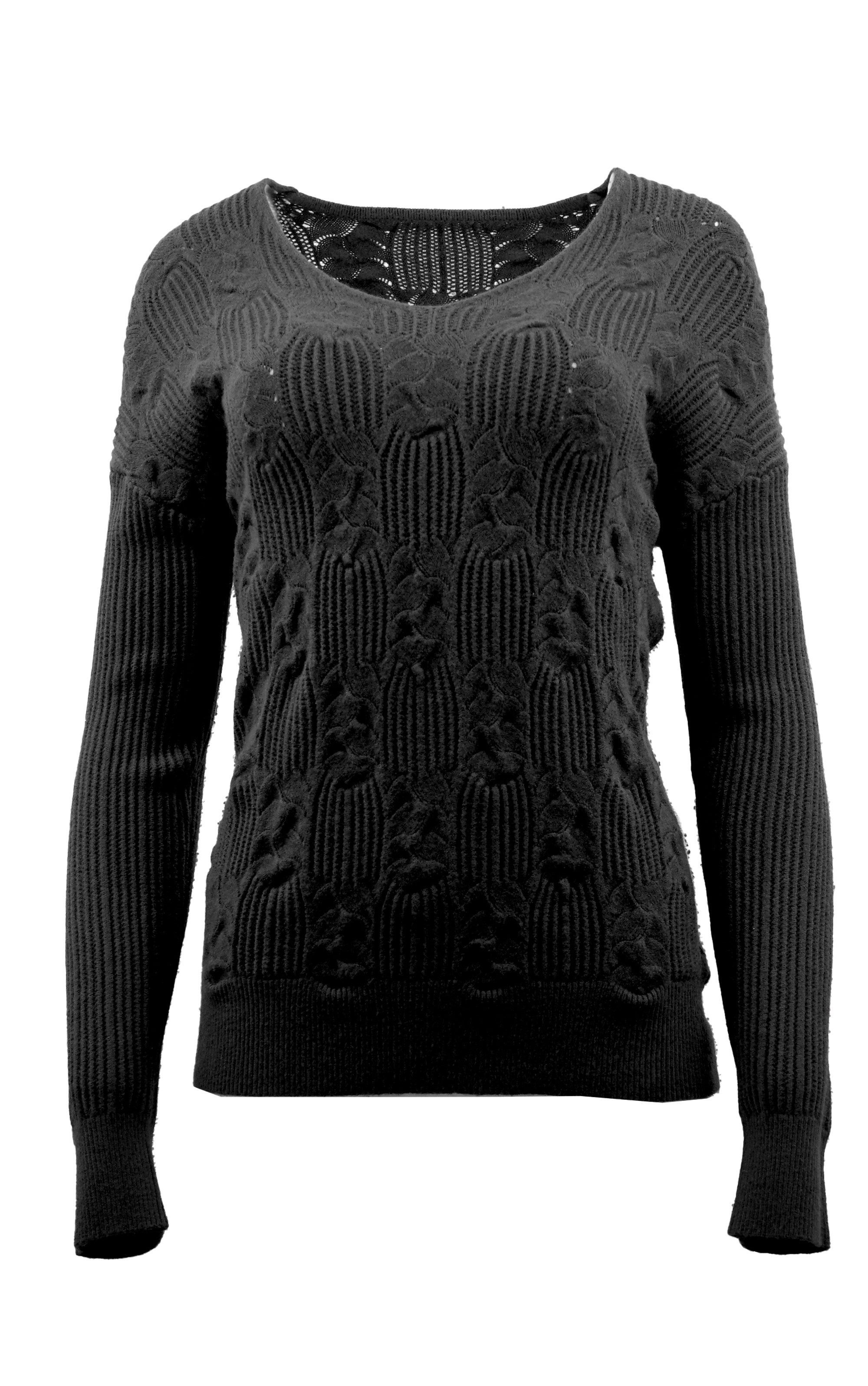 Passioni Strickpullover mit Zopfstrickstruktur