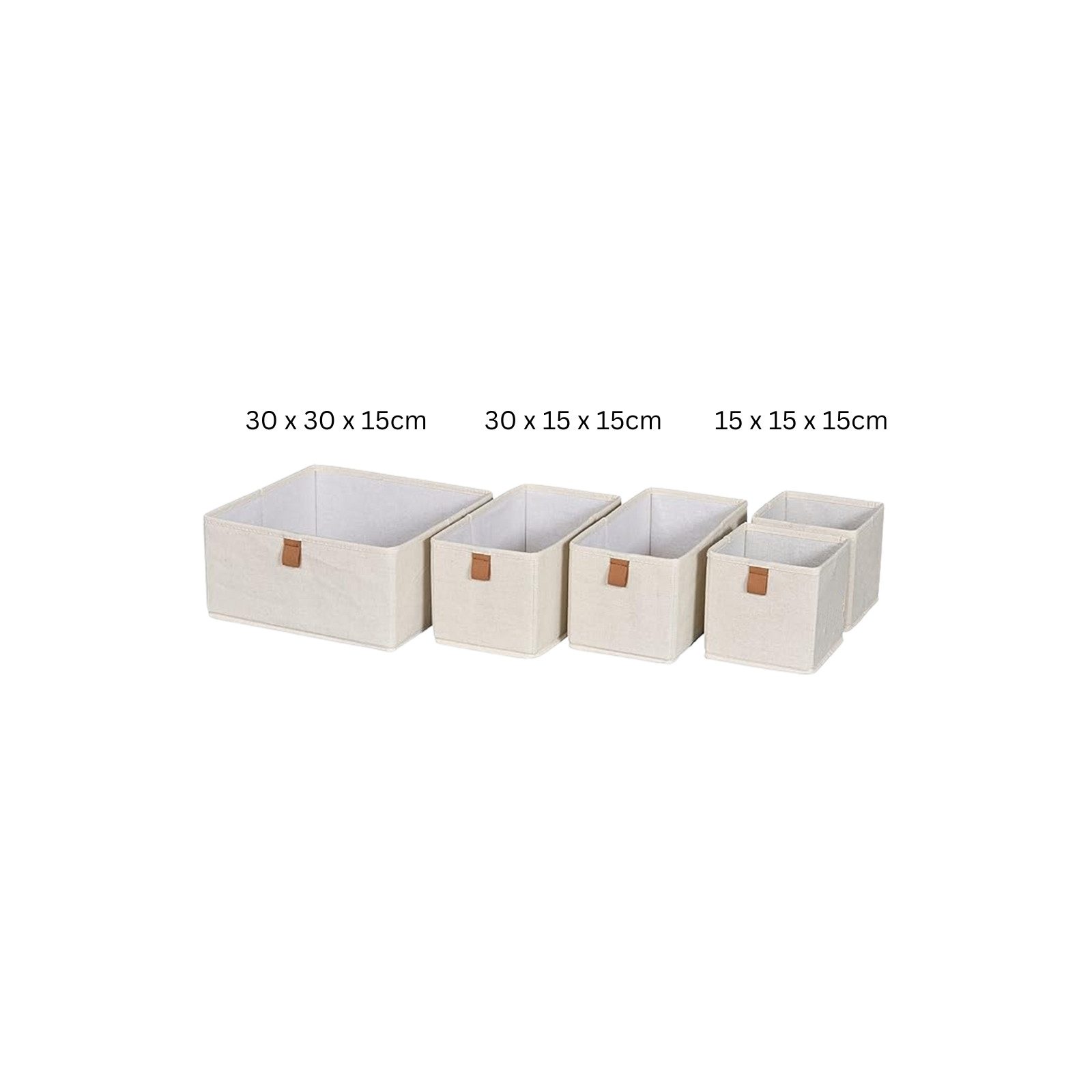 hausleben Aufbewahrungsbox 5er Set Aufbewahrungsboxen mit Griff – 30x30x15, 30x15x15, 15x15x15 cm (5 St., 5er-Set), Kartonverstärkt - Faltschachteln für Schrank – Bild 3 von 3