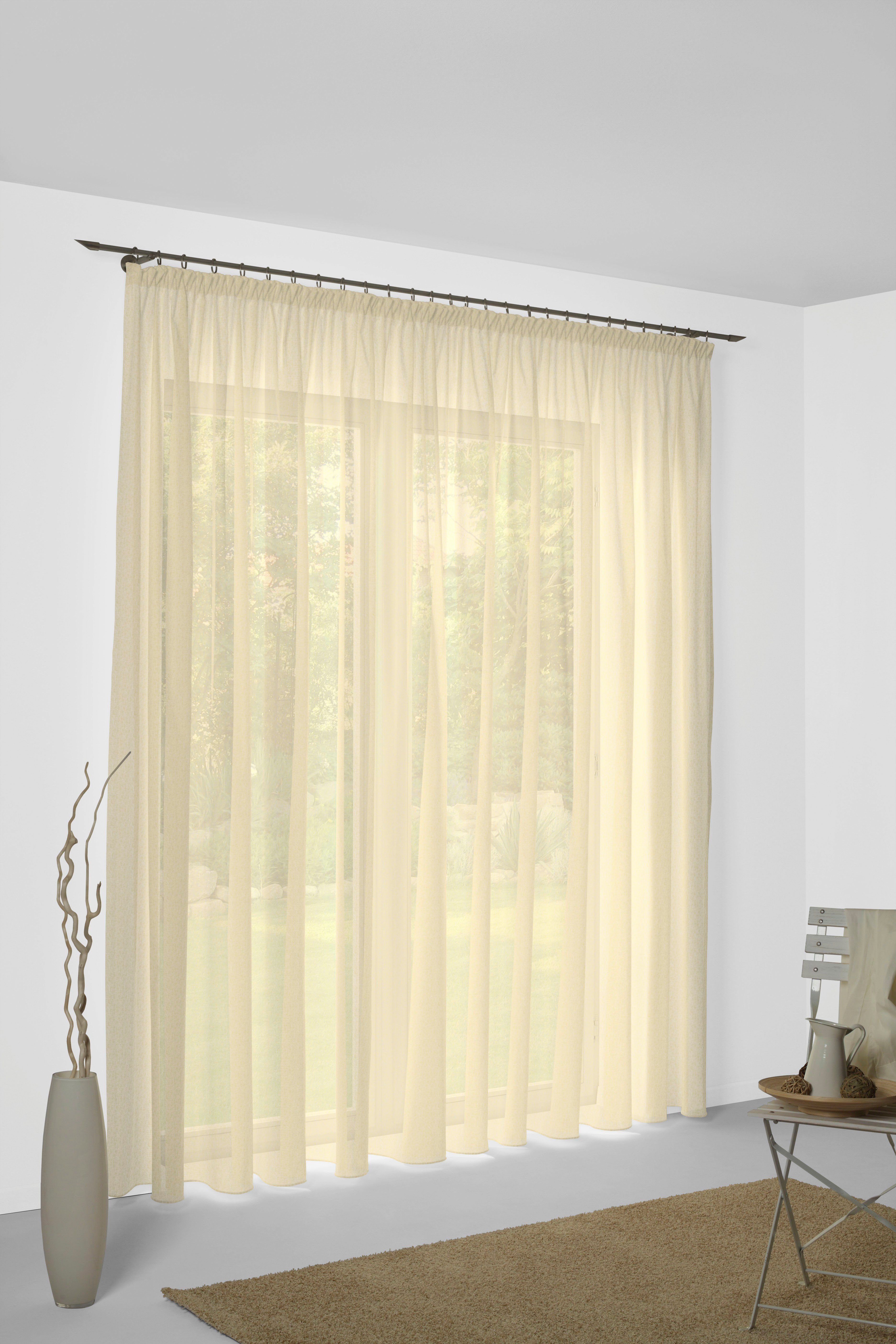 Vorhang Sunday, Wirth, Kräuselband (1 St), halbtransparent, Jacquard creme | Fertiggardinen