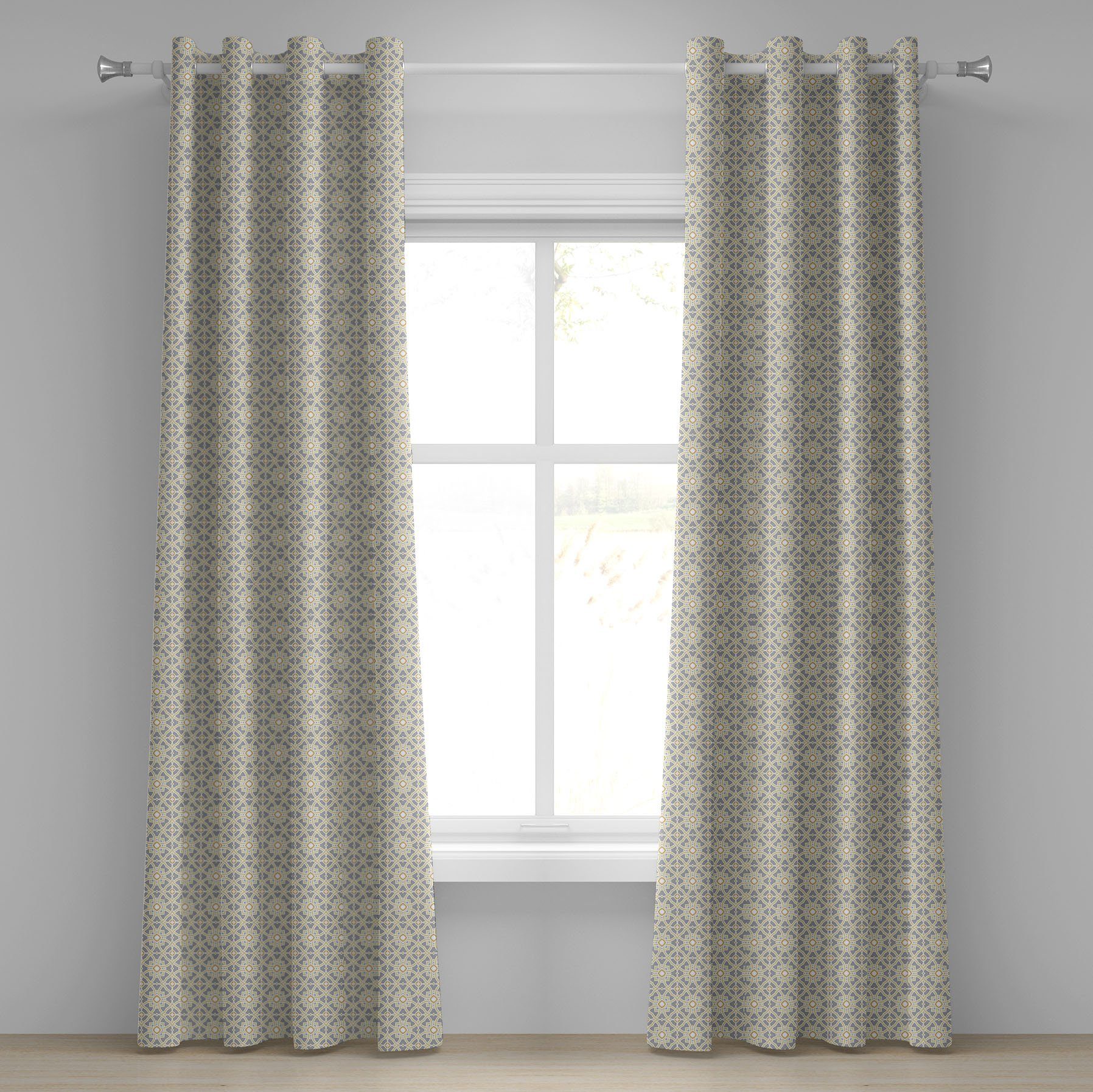Gardine Dekorative 2-Panel-Fenstervorhänge für Schlafzimmer Wohnzimmer, Abakuhaus, Geometrisch Marokkanische Blumenkunst