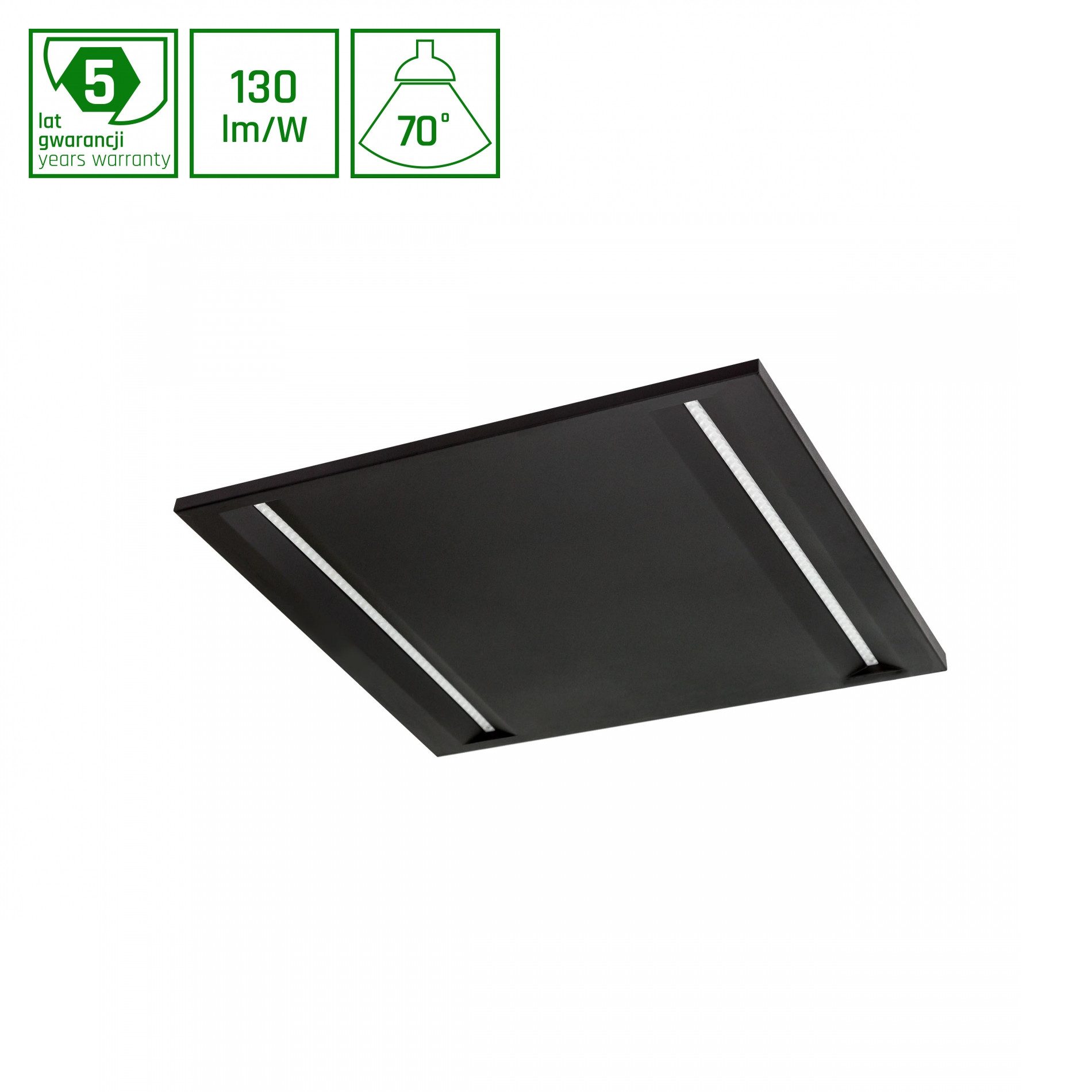 Spectrum LED Panel LED Panel 44W eckig 60x60cm schwarz 5700lm 70° IP20 Neutralweiß 4000K, Leuchtmittel fest integriert, Neutralweiß, UGR<16