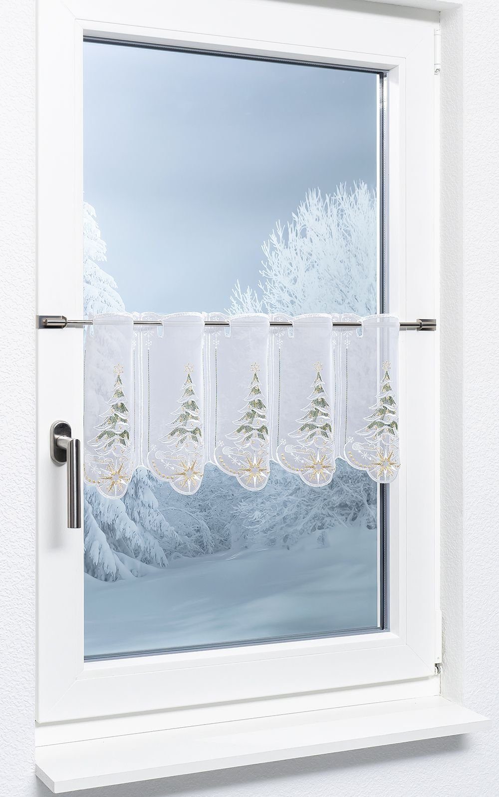 Plauener Spitze® Scheibengardine Weihnachtsbaum (1 St), transparent, HxB 30x49.5cm
