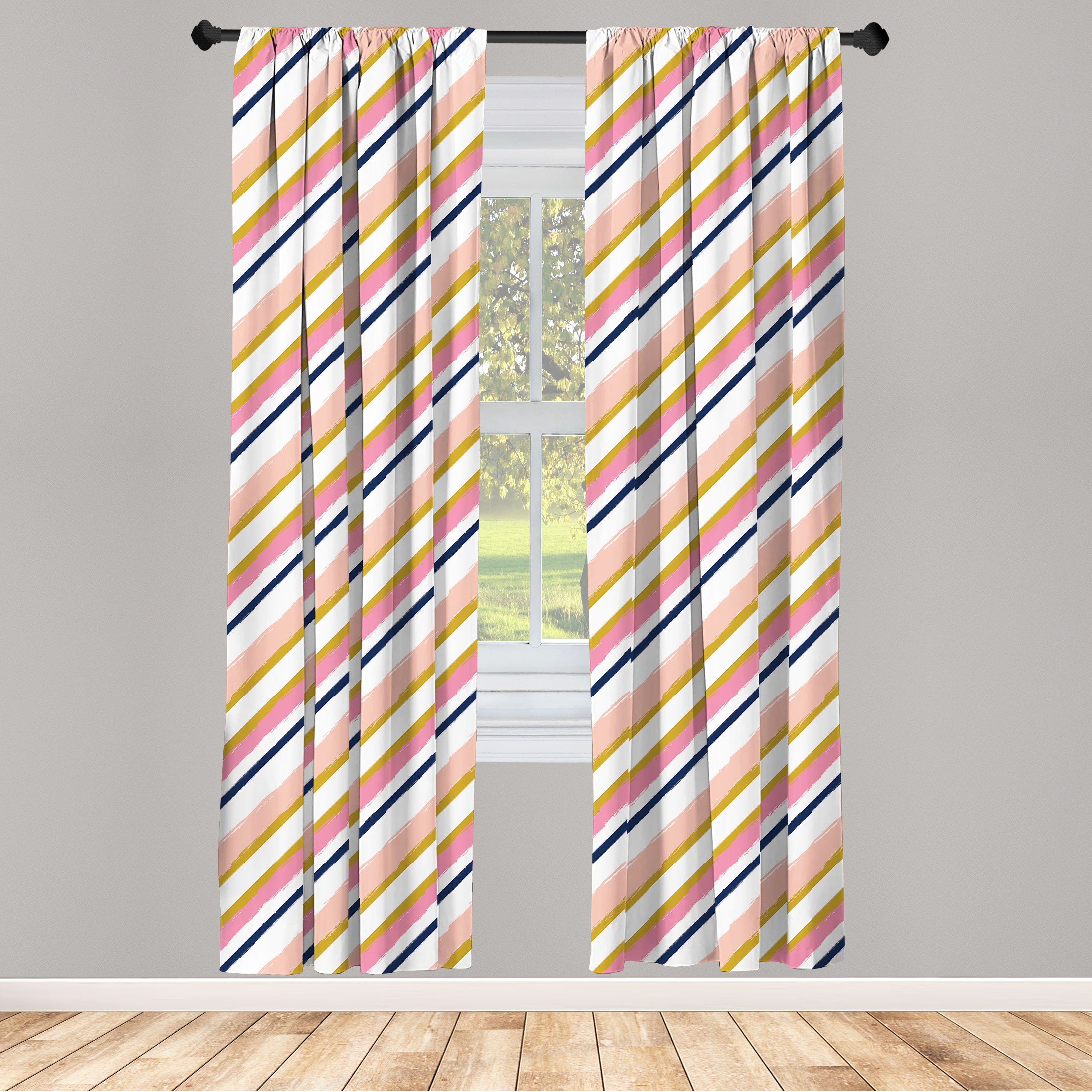 Gardine Vorhang für Wohnzimmer Schlafzimmer Dekor, Abakuhaus, Microfaser, Streifen Abstrakte weiche Bürste Farbe | Fertiggardinen