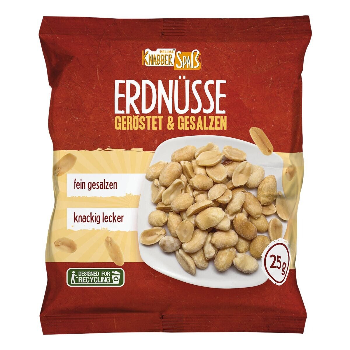 Hellma Nüsse, Erdnüsse geröstet & gesalzen, 100 Portionsbeutel