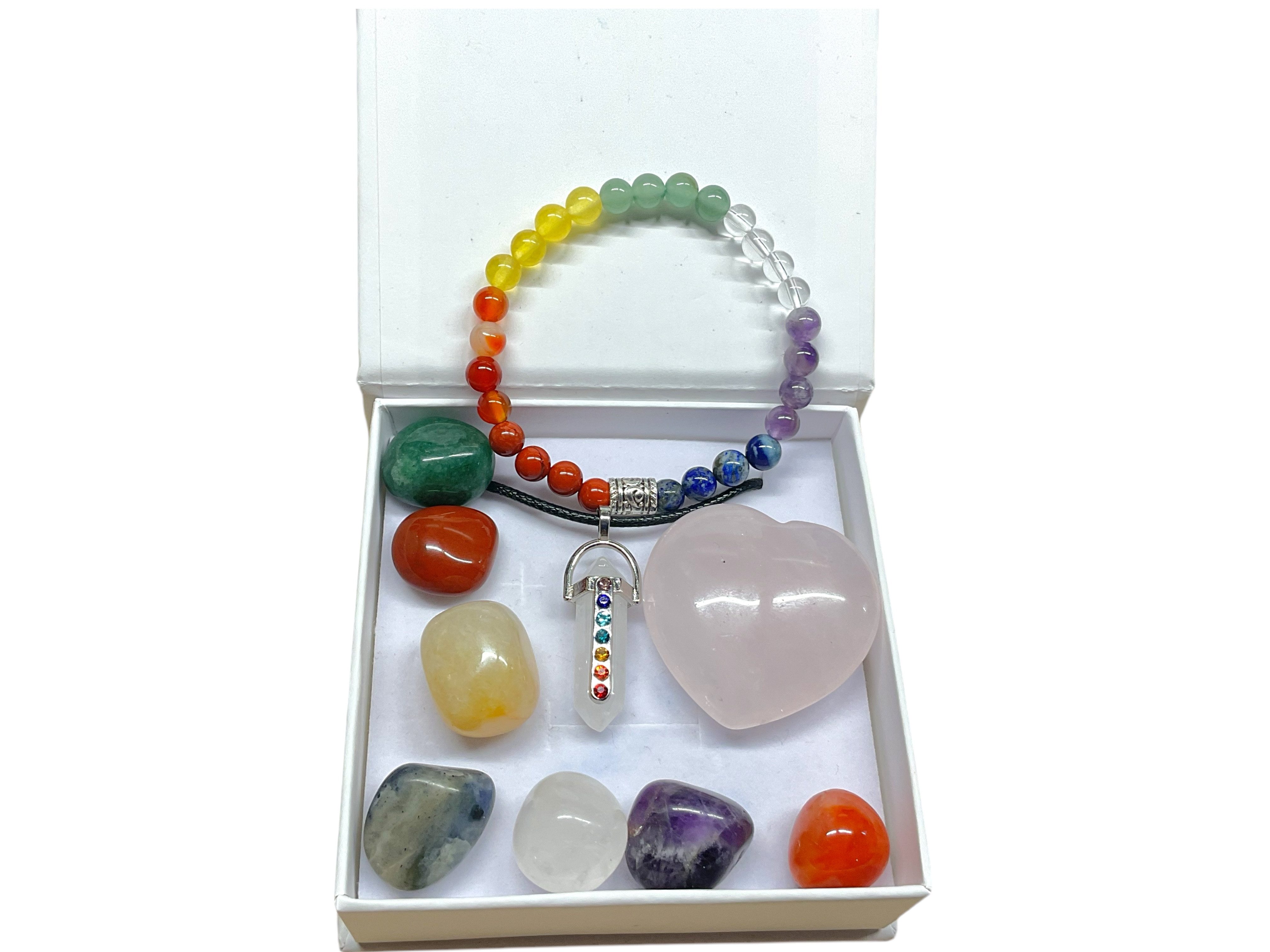 Edelstein Chakra Set Selbstheilung mit Perlenarmband