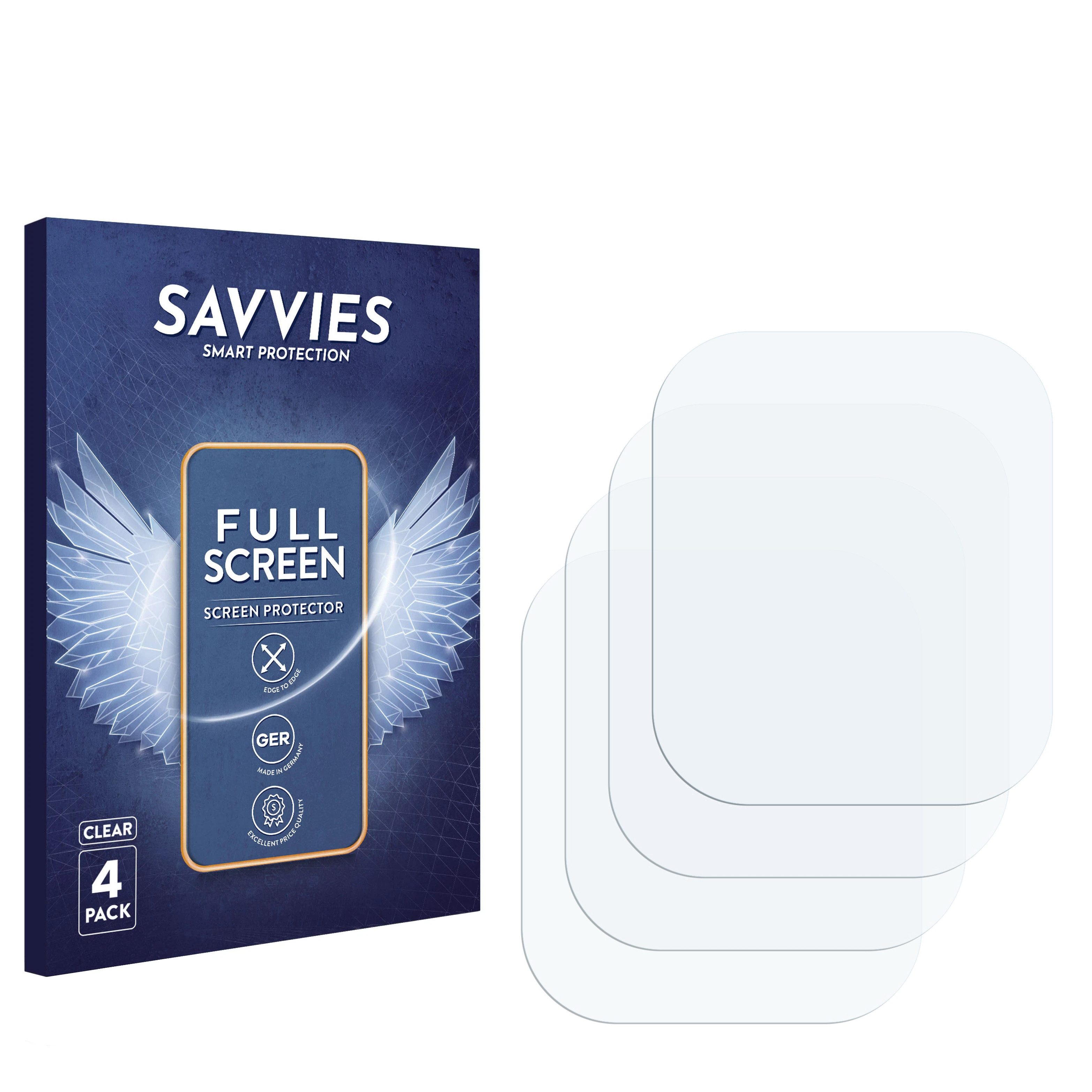 Savvies Displayschutzfolie Fullscreen Schutzfolie für Fosmet Smartwatch 1.83", 4 Stück, Displayschutz Folie Fullcover Klar Transparent