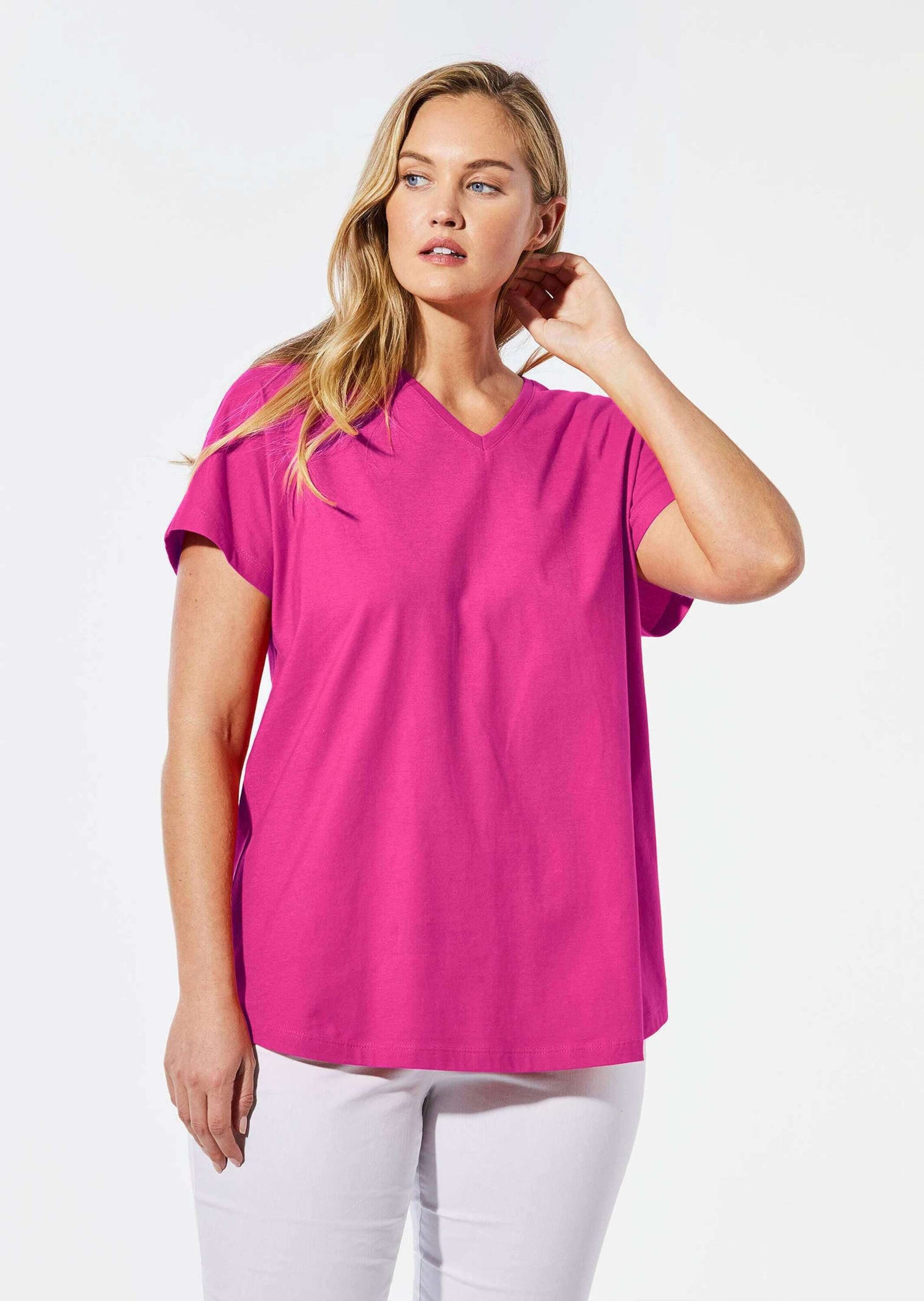 GOLDNER T-Shirt Shirt mit V-Ausschnitt (CURVY) günstig online kaufen