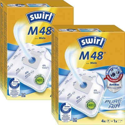Swirl Staubsaugerbeutel Swirl M48 M 48, passend für Miele Staubsauger, inkl. 2 Filter - zuschneidbar, 8 St., Optimale Passform, MicroPor® Plus-Qualität für lange Nutzungsdauer