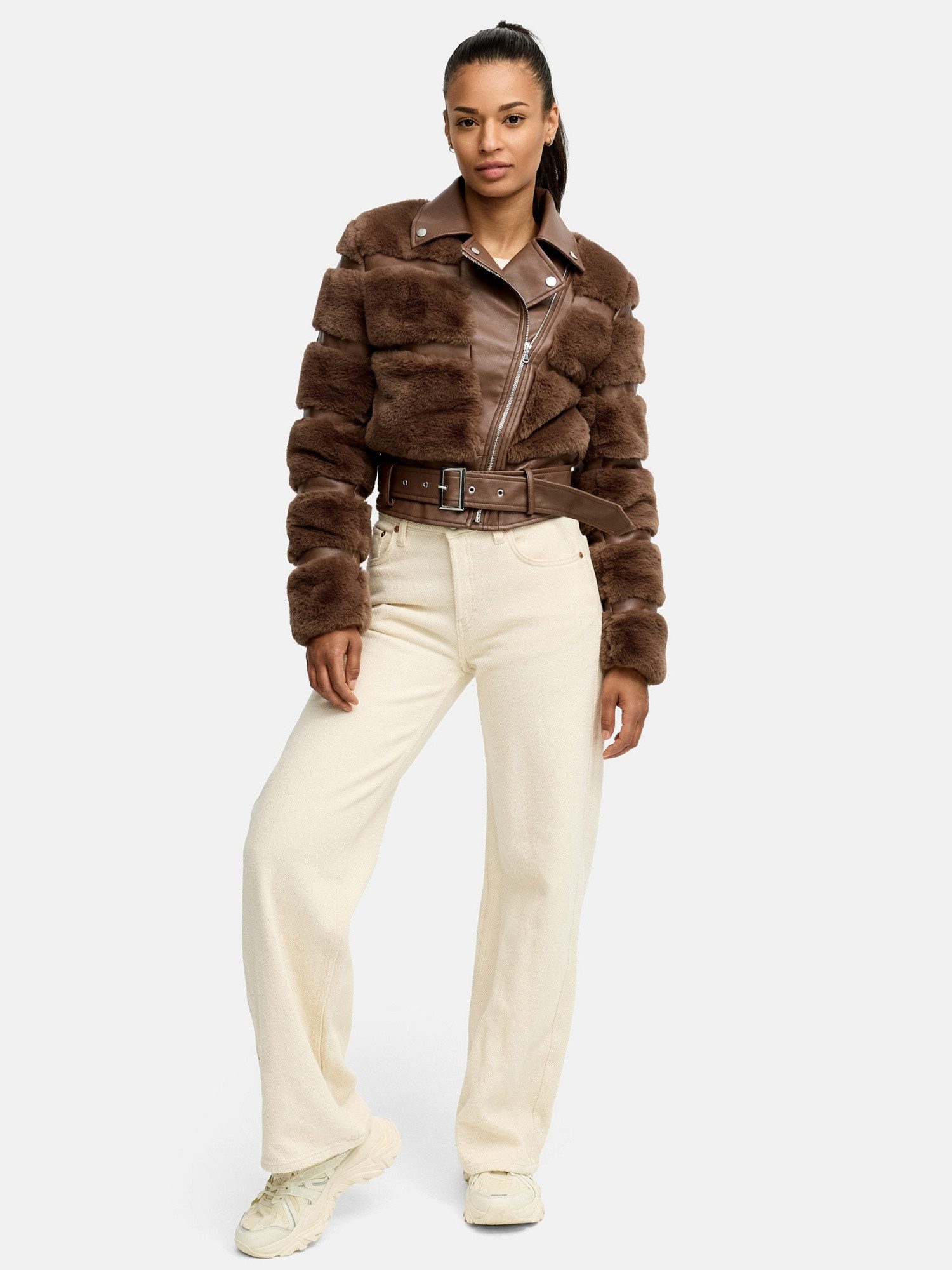 Tazzio Winterjacke F800 mit Gürtel & coolen Reverskragen