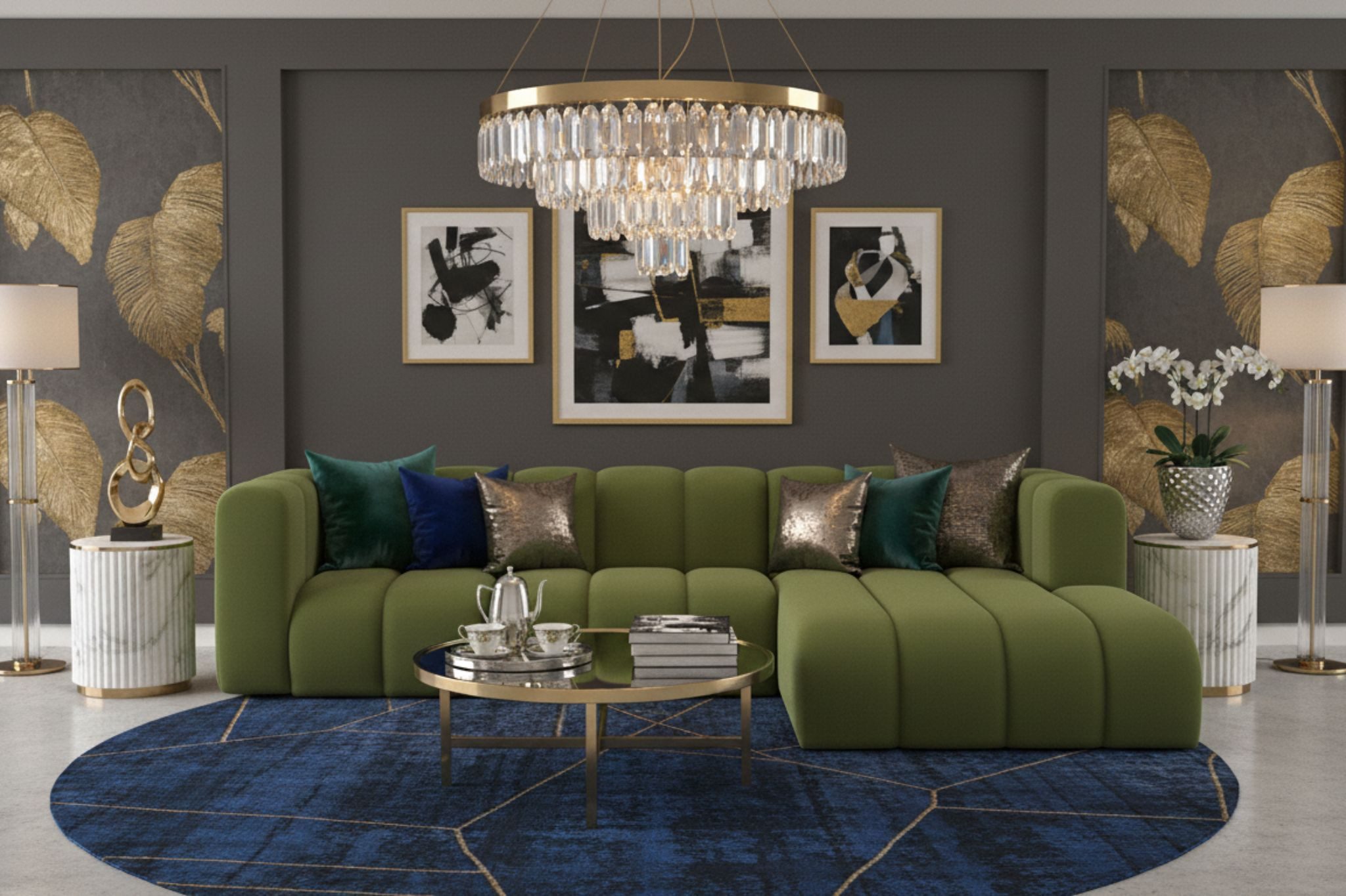 Kaiser Möbel Ecksofa Grand L 287 cm aus Veloursstoff Salvador, Einzelartikel, moderne Form,Hoher Sitzkomfort,Pflegeleichter Veloursstoff