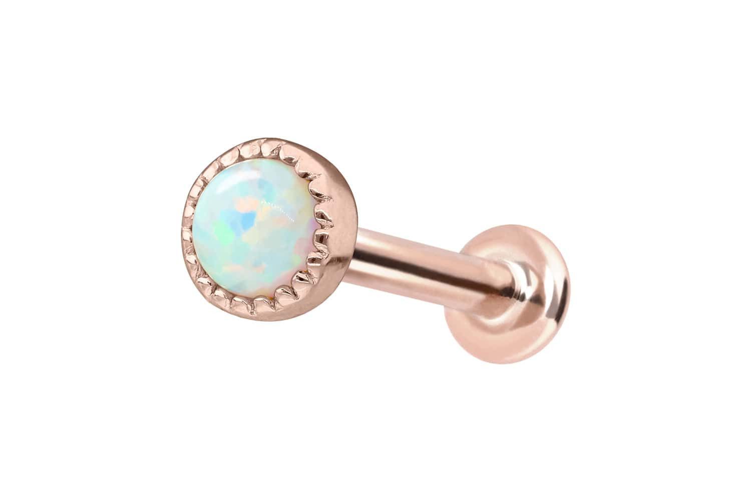 PIERCINGLINE Piercing-Set 14 Karat Gold Labret mit Innengewinde SYNTHETISCHER OPAL (Labrets, 1-tlg)