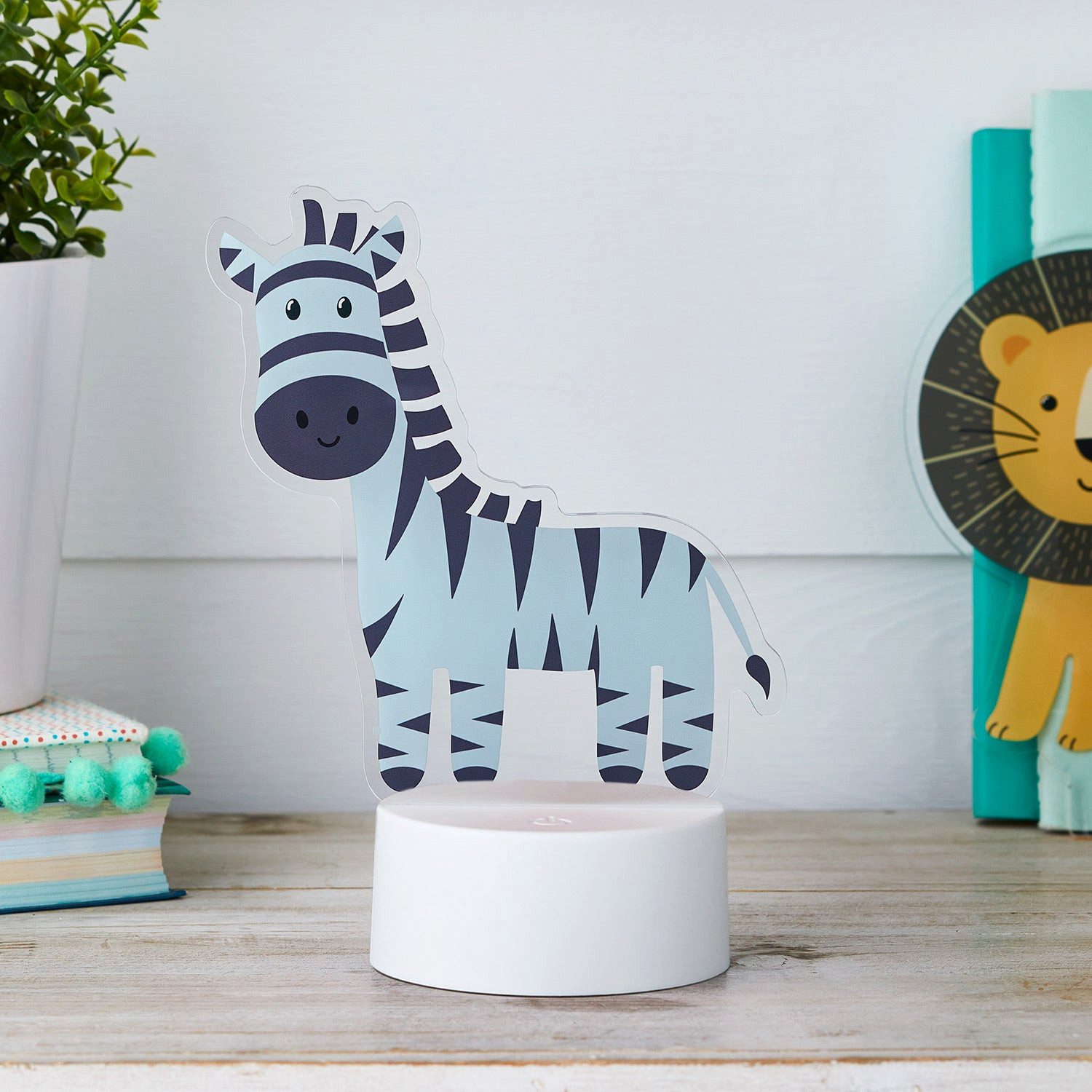 Lights4fun LED Wandleuchte 2-in-1 Löwe & Zebra USB Tischlampe Kinderzimmer – Bild 4 von 5
