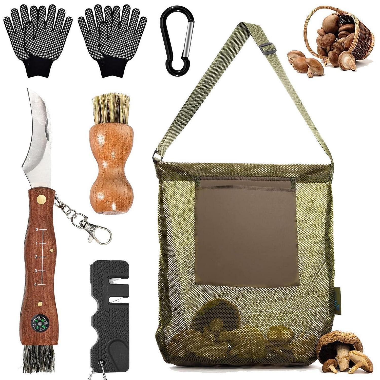 LuxusKollektion Taschenmesser Pilzmesser Set Edelstahl mit Bürste & Tasche, (1 St)