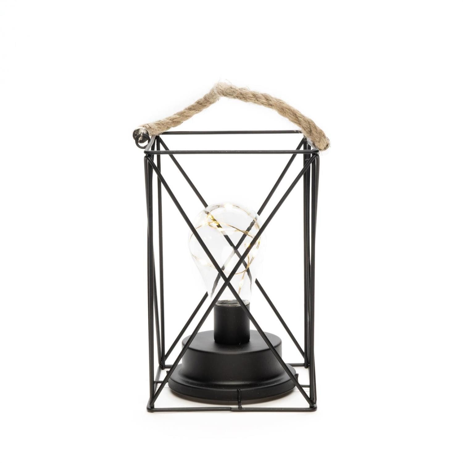 KONSTSMIDE Tischleuchte LED Laterne Hängeleuchte Gitter Leuchte Timer Batterie Innen eckig, LED Classic, warmweiß (2100K bis 3000K)