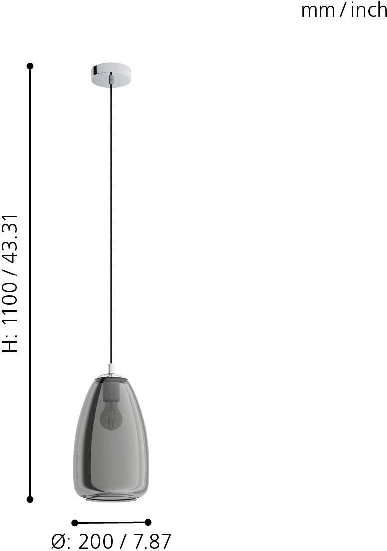 Esstischlampe EGLO Leuchtmittel, chrom / Pendellampe wechselbar, Ø20 ohne cm Leuchtmittel H110 ALOBRASE, Hängeleuchte / / Küche / x