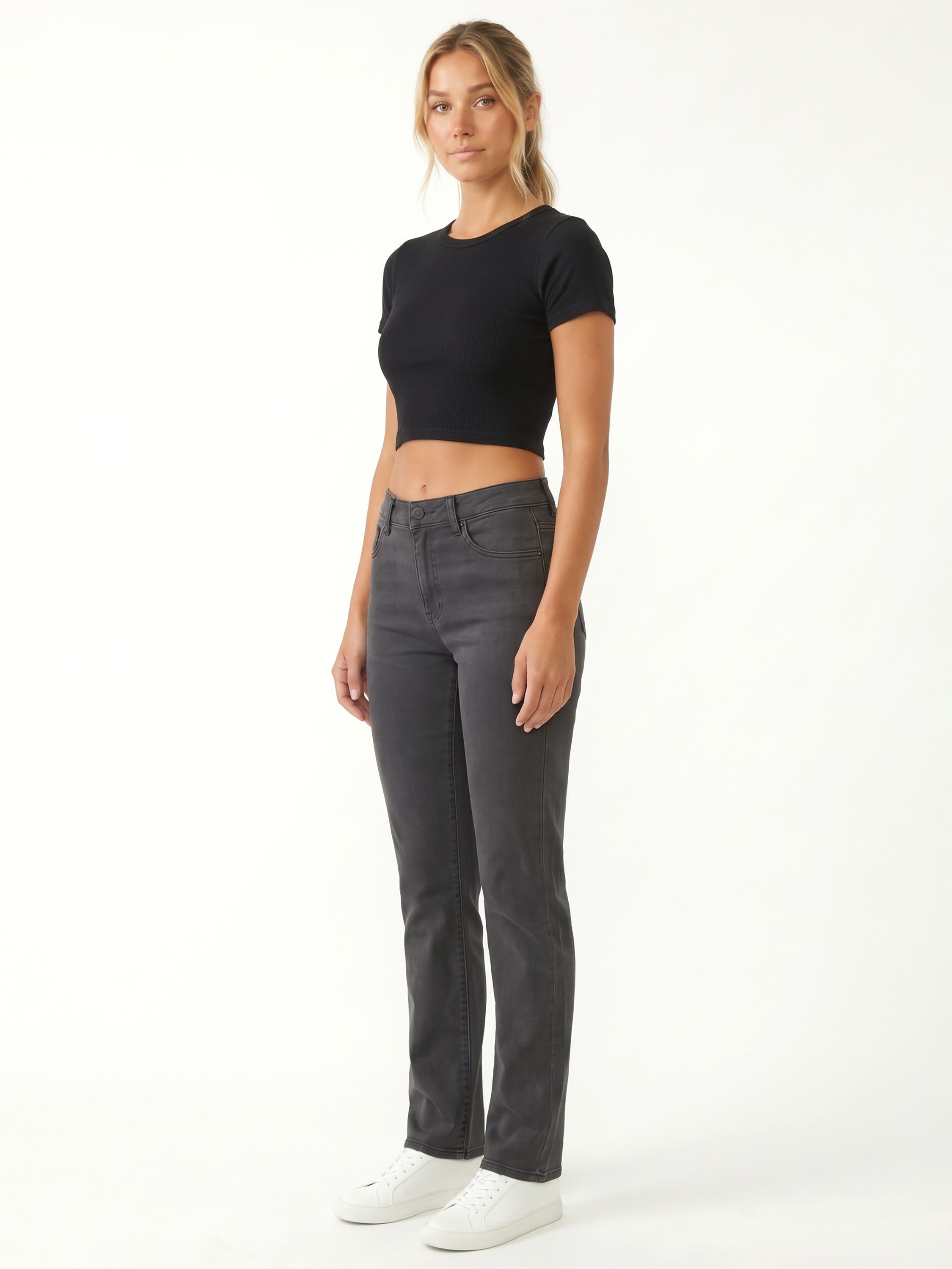 ESRA Stoffhose Stretch Hose Damen Regular Stoff-Hose Damen Elegant Hose elastisch High Waist Damen Hose Elegant Business Hose Stoffhose Straight Hose – Bild 2 von 5