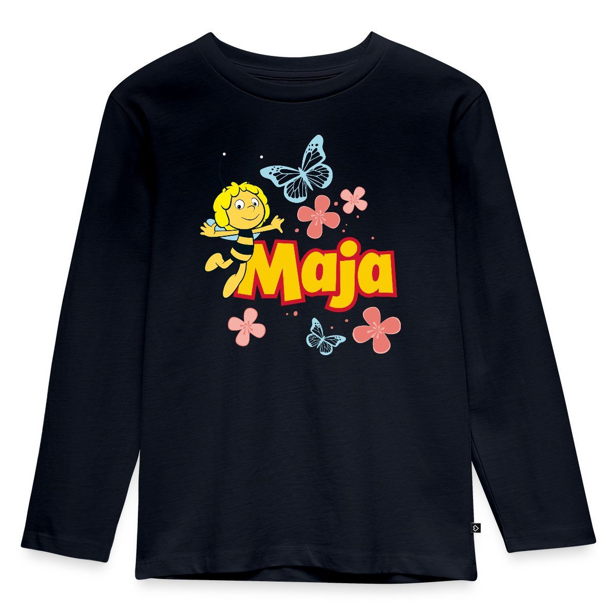 T-Shirt Biene Maja Logo Blumen Schmetterlinge Kinder Premium Langarmshirt