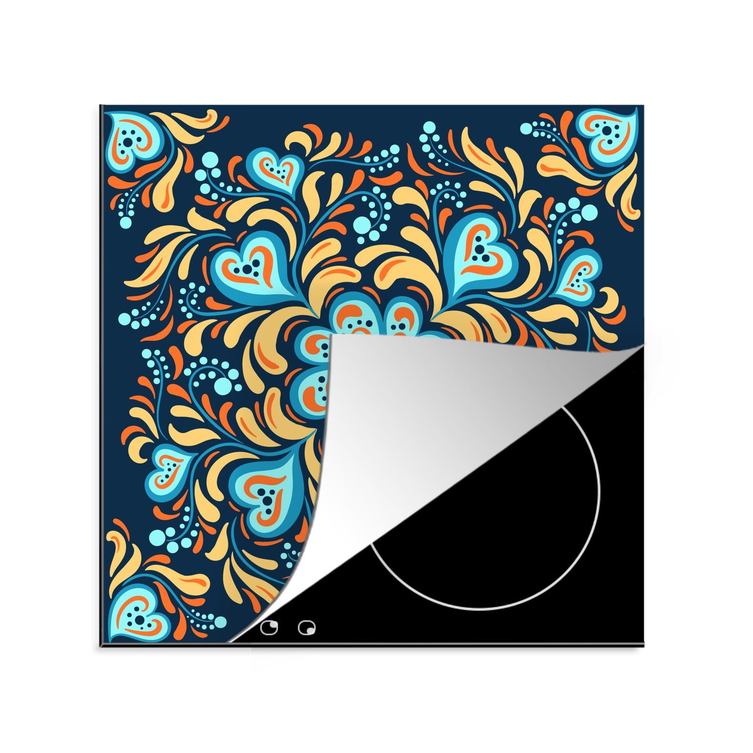 MuchoWow Herdblende-/Abdeckplatte Vierblättriges Kleeblatt - Herz - Muster, Vinyl, (1 tlg), 78x78 cm, Ceranfeldabdeckung, Arbeitsplatte für küche