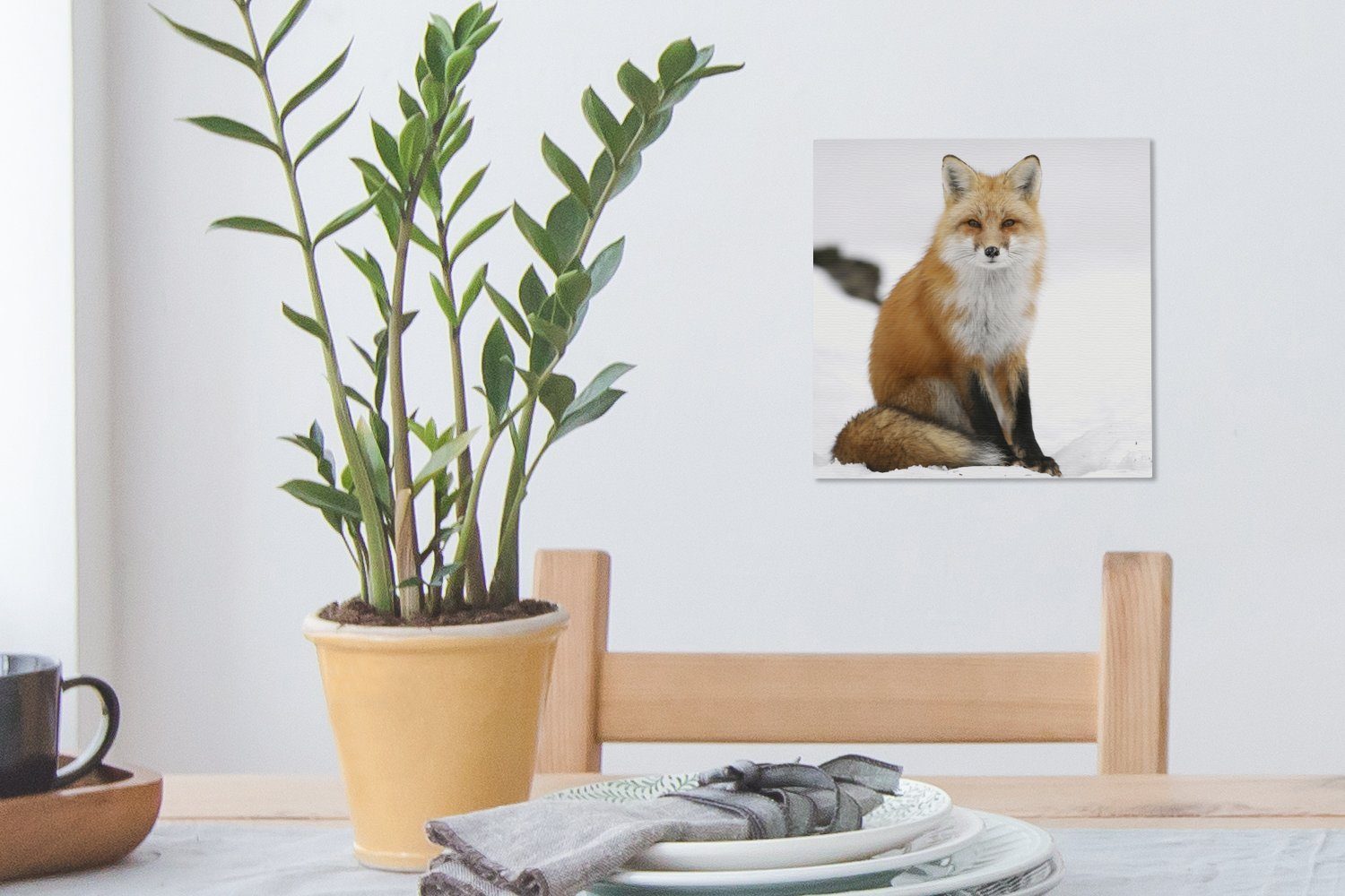 Wohnzimmer Leinwand Leinwandbild - Fuchs bunt für OneMillionCanvasses® St), (1 Bilder Winter, - Schlafzimmer Schnee