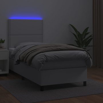 vidaXL Bett Boxspringbett mit Matratze & LED Weiß 80x200 cm Kunstleder