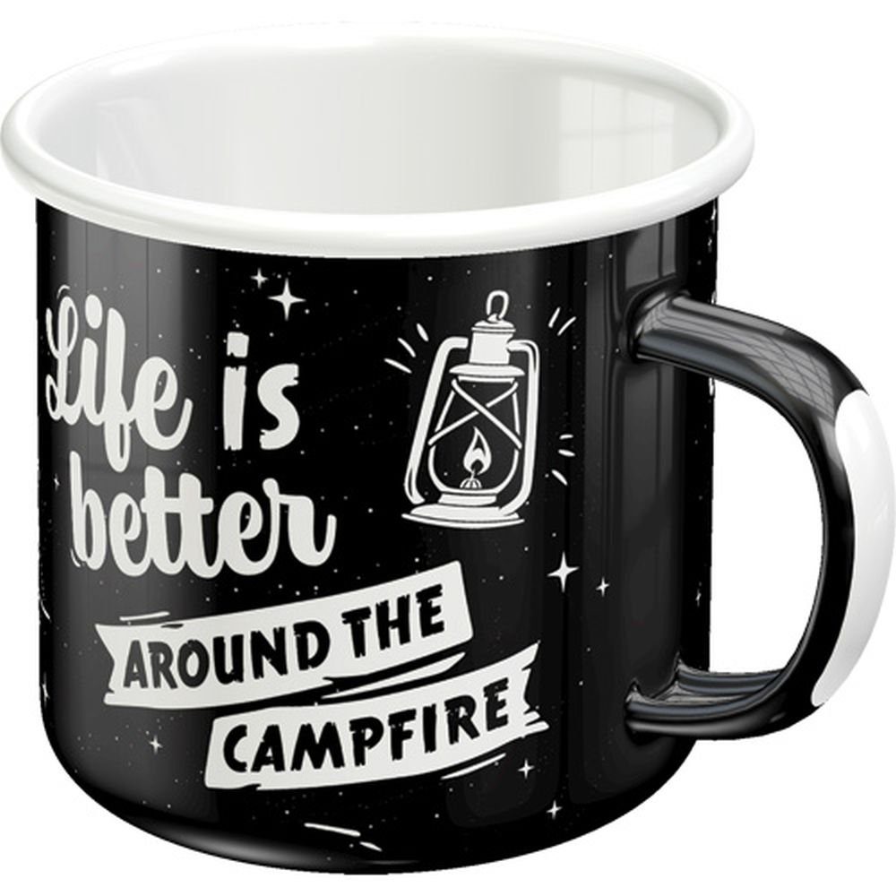 Nostalgic-Art Tasse Emaille-Becher - Life Is Better Around The Campfire