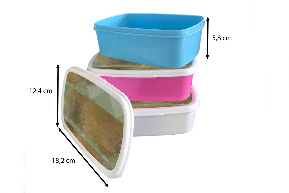 Gold Snackbox, Kinder, - Brotdose Kunststoff, Streifen (2-tlg), Brotbox rosa Kunststoff Muster Erwachsene, - für Mädchen, Grün, Lunchbox - MuchoWow