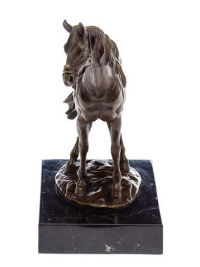Aubaho Skulptur Bronzeskulptur Pferd auf Steinplinthe im Antik-Stil Bronze Figur Statu