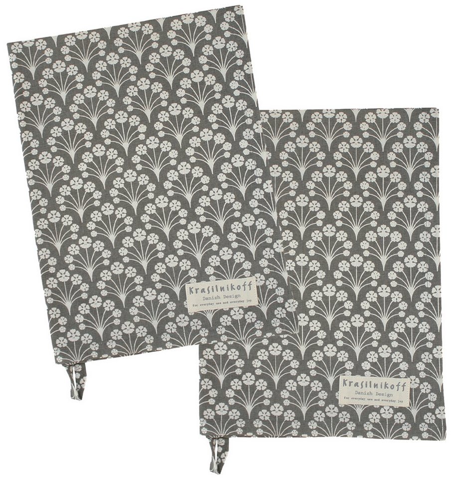 Krasilnikoff Geschirrtuch Bouquet, (2-tlg., 2-teilig), Geschirrtücher ca.50x70cm Baumwolle