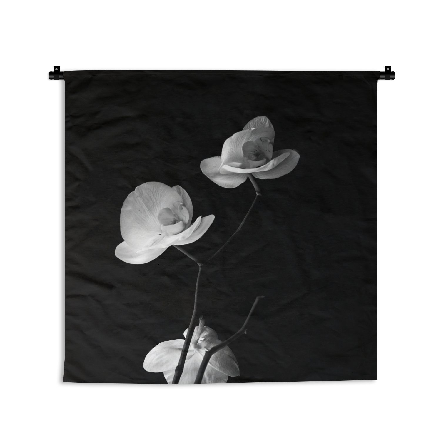 MuchoWow Wanddekoobjekt Orchidee - Blumen - Schwarz - Weiß - Stilleben, Wanddeko für Wohnzimmer, Schlafzimmer, Kleid, Wandbehang, Kinderzimmer