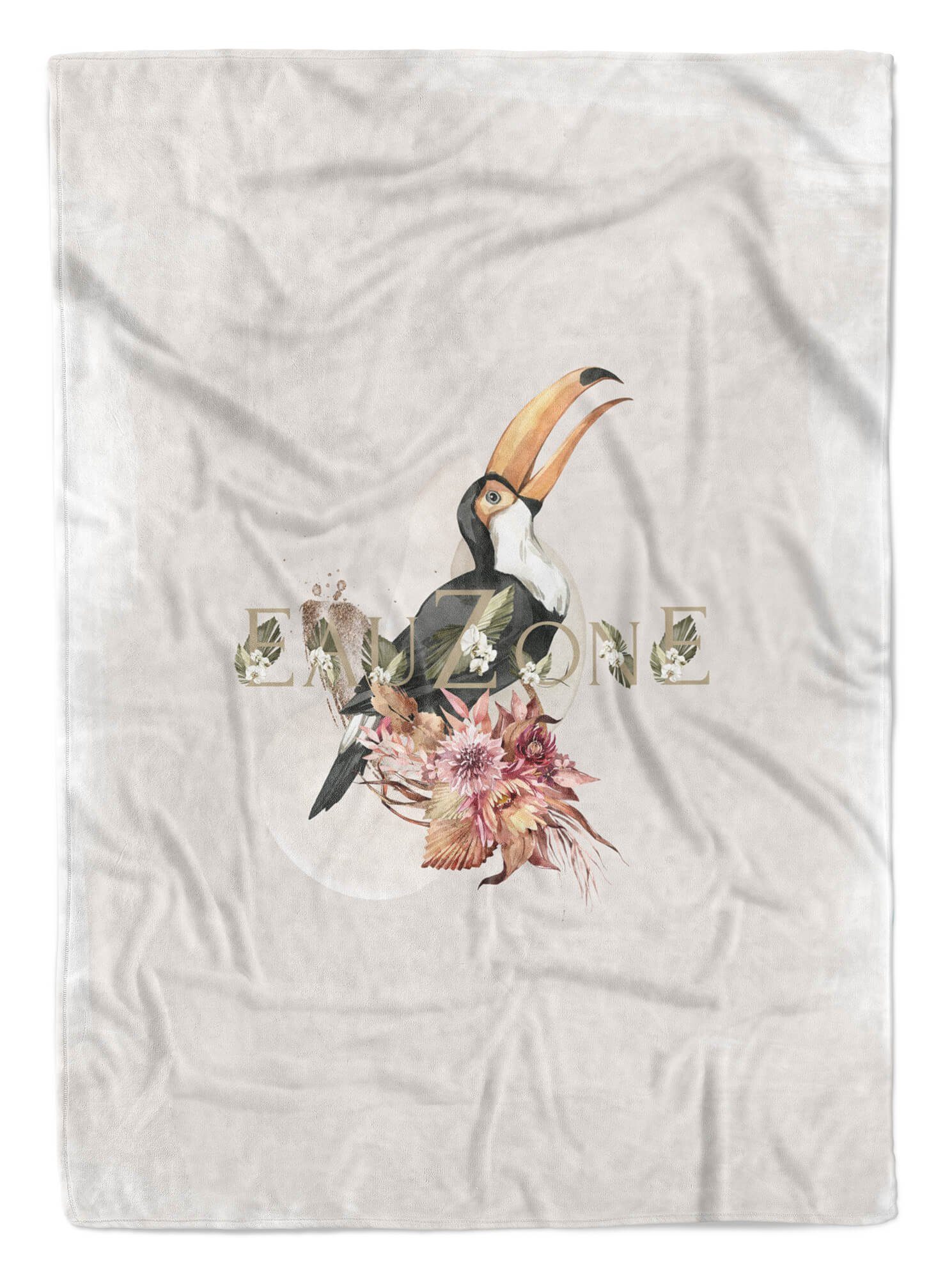 Sinus Art Handtücher Handtuch Strandhandtuch Saunatuch Kuscheldecke Tukan exotischer Vogel Blumen Blüten schönes Mot, Baumwolle-Polyester-Mix (1-St), Handtuch
