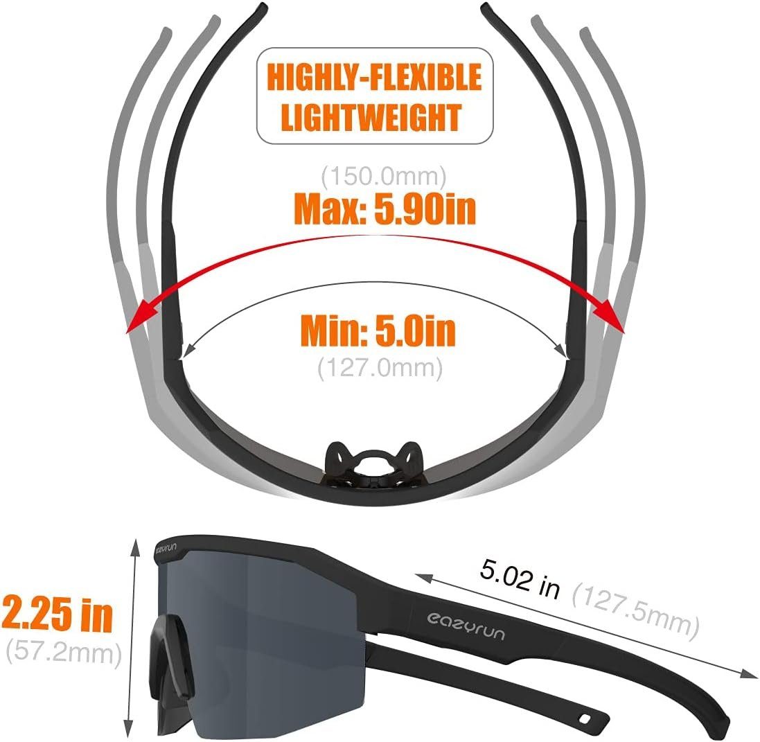 EyeAm Fahrradbrille Sportbrille für EAZYRUN), Damen Outdoor, Sport, MTB Laufen, Herren & (Modell: 400 & UV-Schutz F24D für