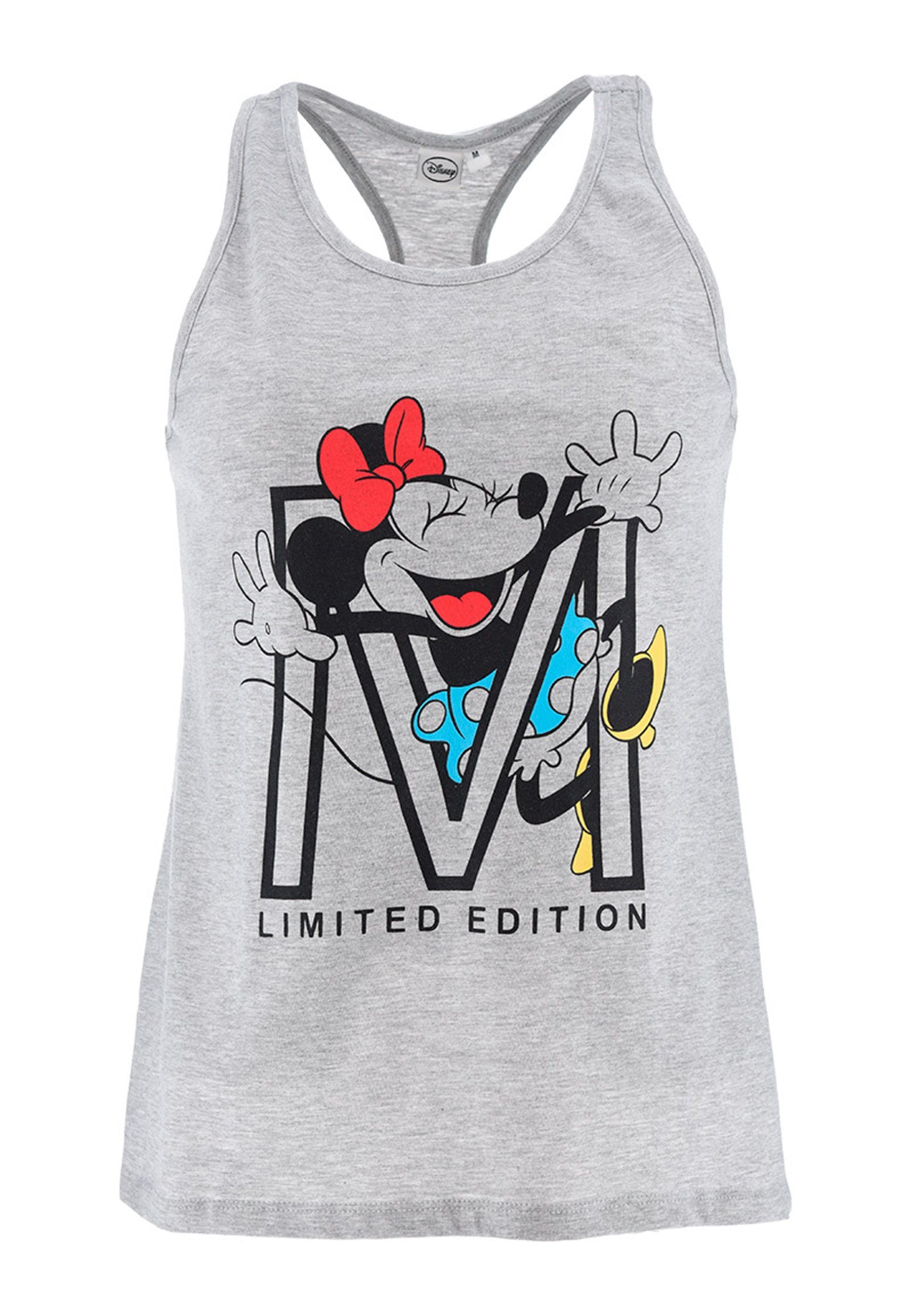 Disney Minnie Mouse Muskelshirt Mini Maus Damen Top Shirt ärmellos Grau | T-Shirts