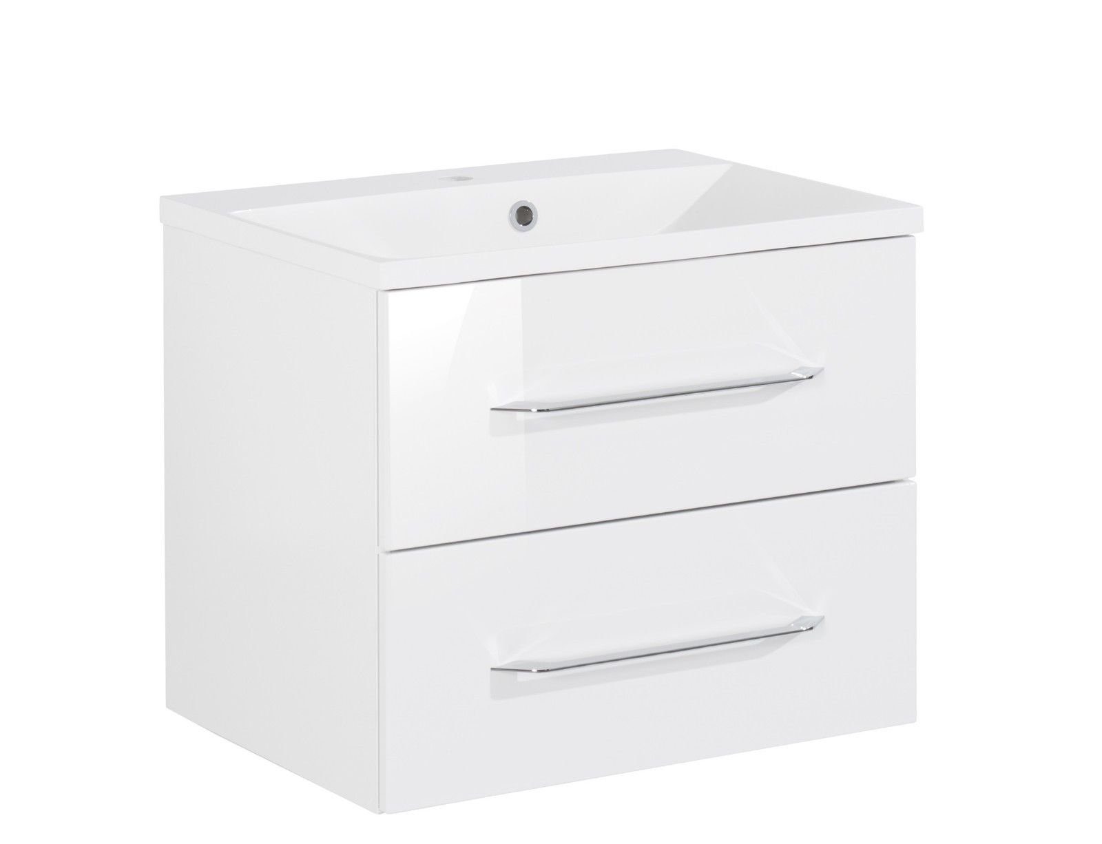 Waschbeckenunterschrank + Fackelmann Becken B.Clever Waschtischunterschrank FACKELMANN Set 60x51x46 Weiß