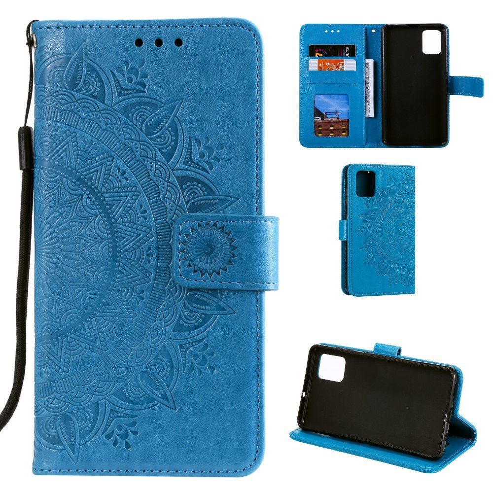 CoverKingz Handyhülle Hülle für Samsung Galaxy A71 Handyhülle Flip Case Schutzhülle Etui 16,95 cm (6,7 Zoll), Klapphülle Schutzhülle mit Kartenfach Schutztasche Motiv Mandala