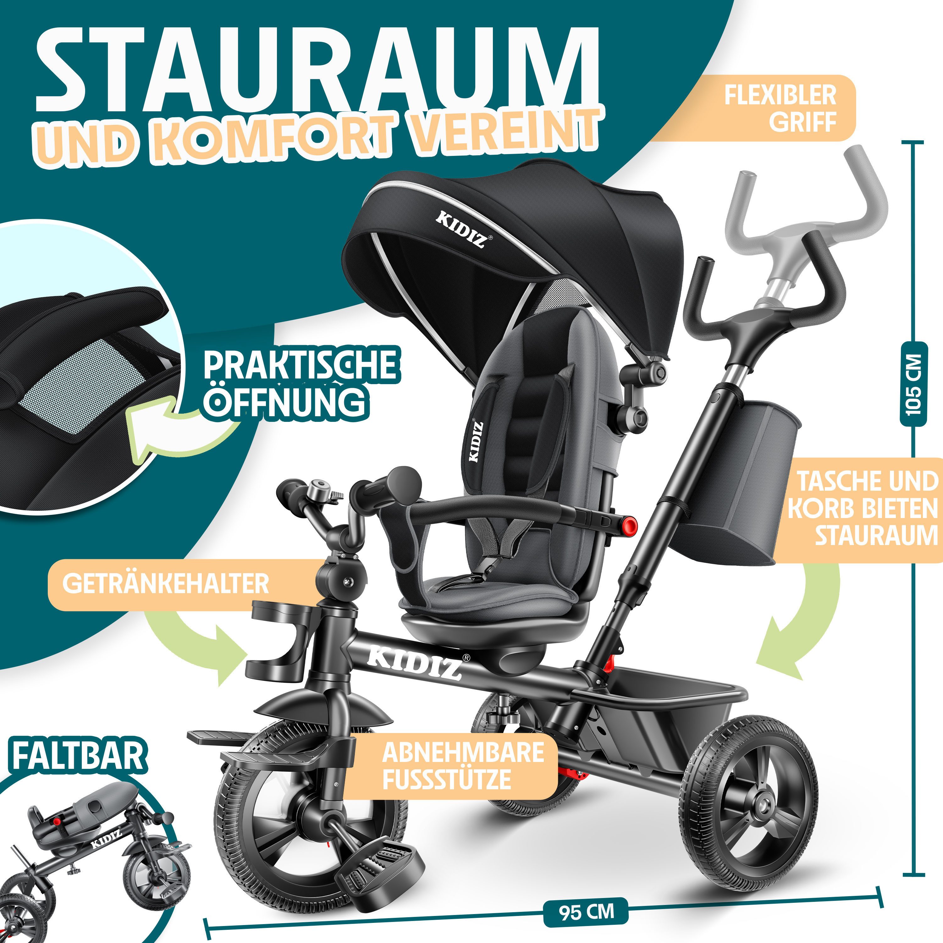 KIDIZ Dreirad, Dreirad 5in1 Kinderdreirad mit günstig online kaufen