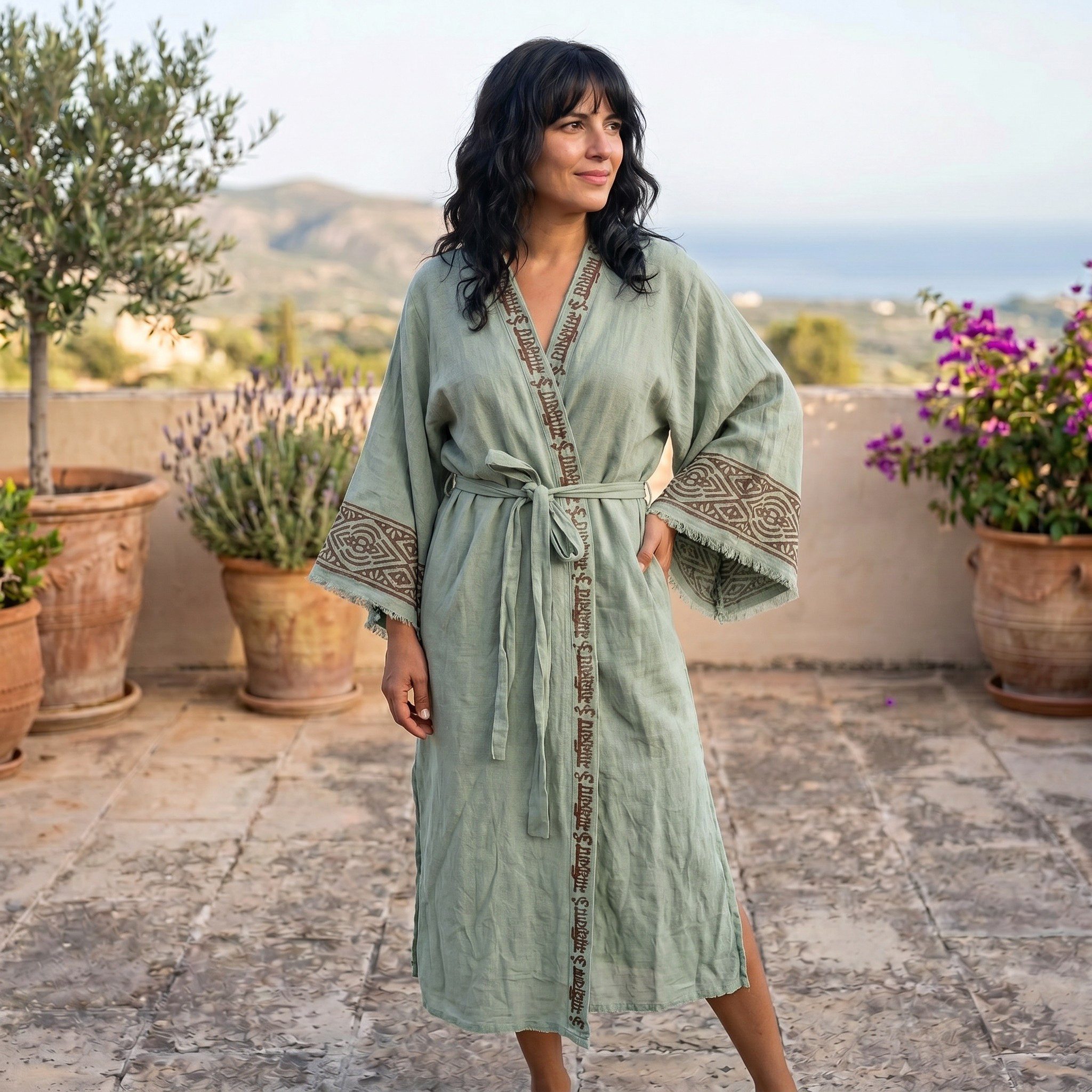 Guru-Shop Kimono Baumwollkimono, Oversize Kimono Mantel,.., alternative Bekleidung