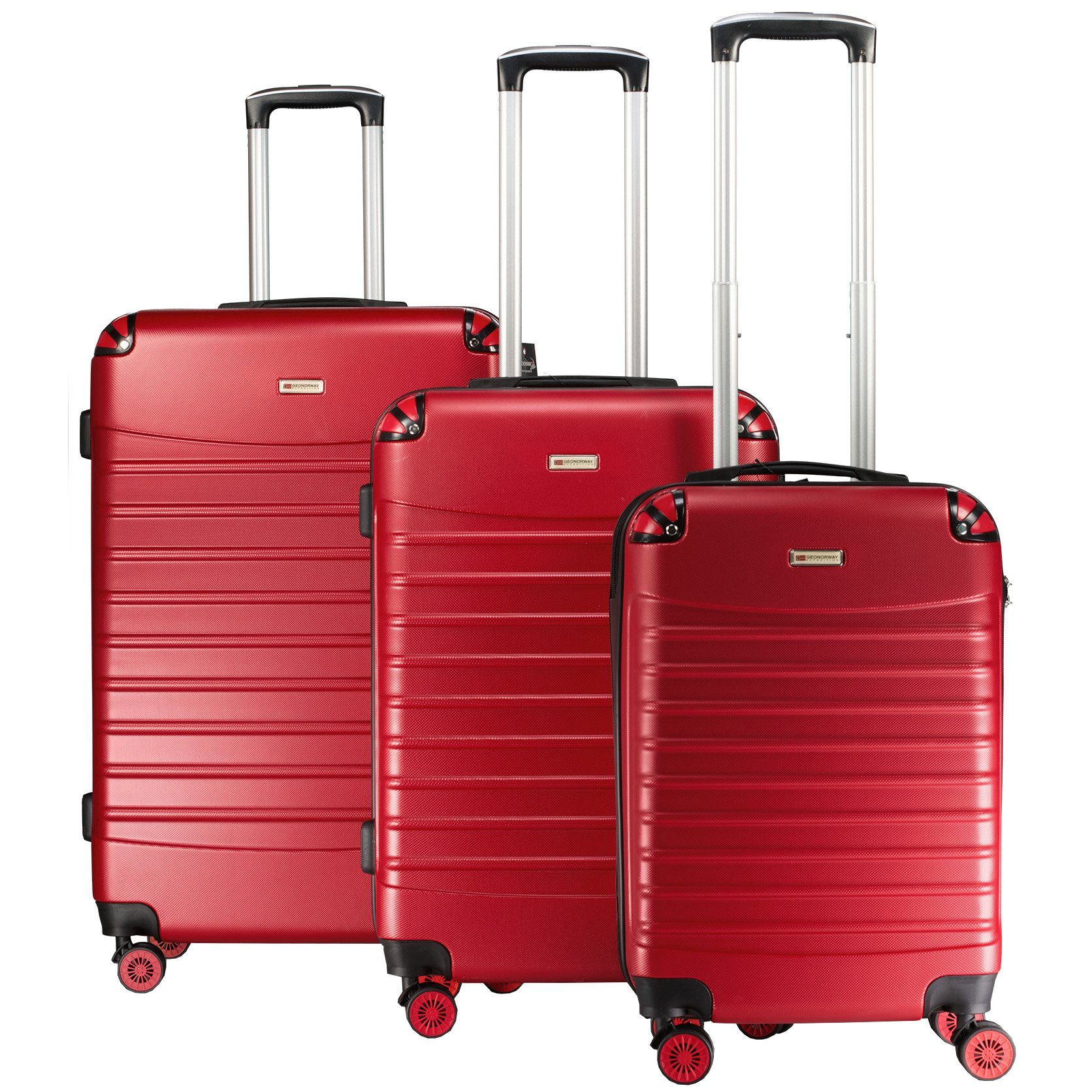 Geographical Norway Kofferset SHOCK Trolley Hartschalenkofferset 3-tlg Koffer & Reisegepäck, 4 Rollen, (Set, 3 tlg., 2606 Hartschale Trolley), Reisekoffer