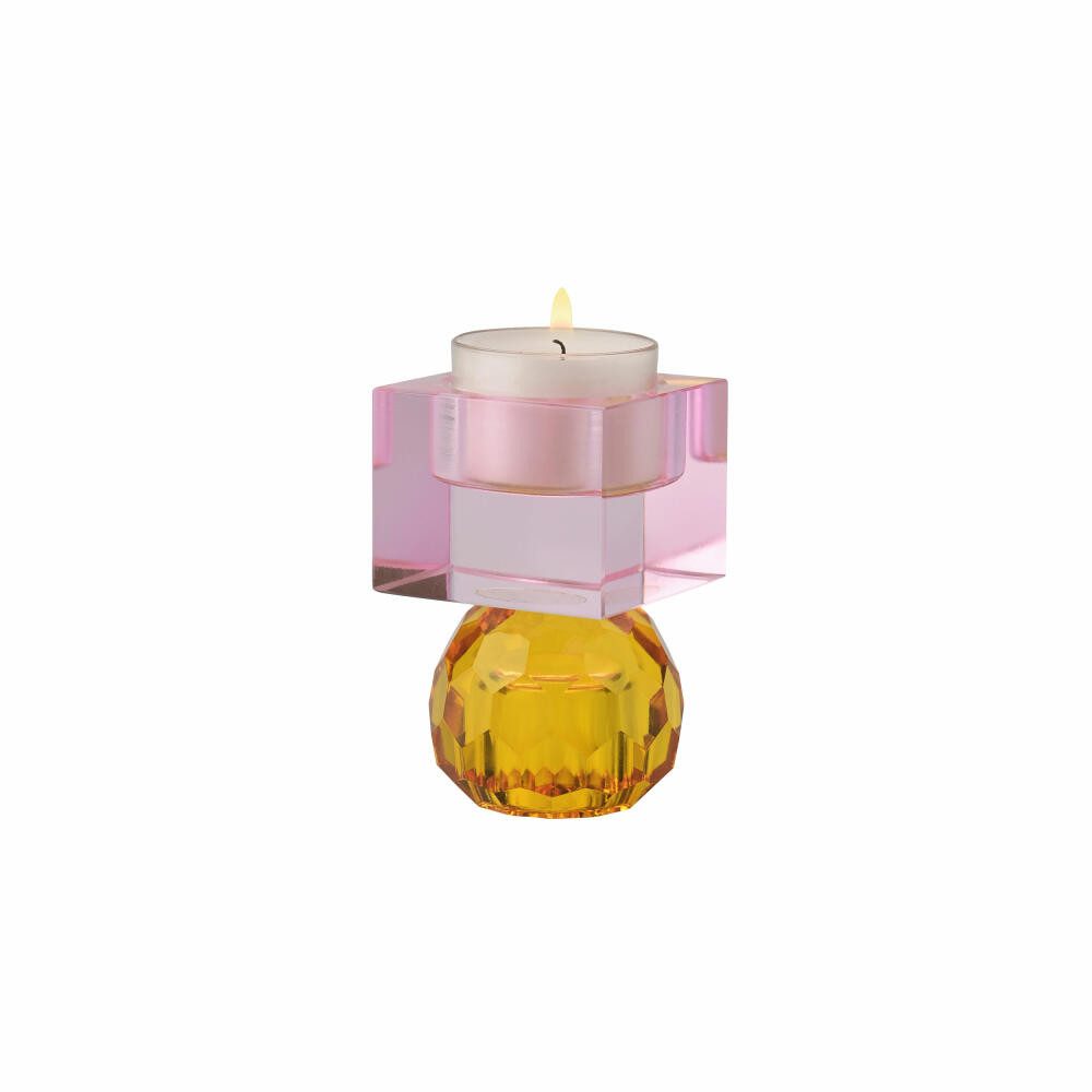 Giftcompany Kerzenhalter Sari Kugel Cube, Orange, Hellrosa, H 8 cm