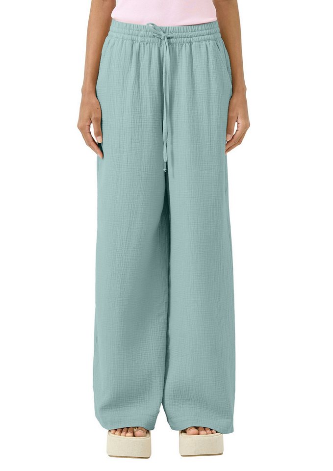QS Stoffhose mit Gummizug und weitem Bein