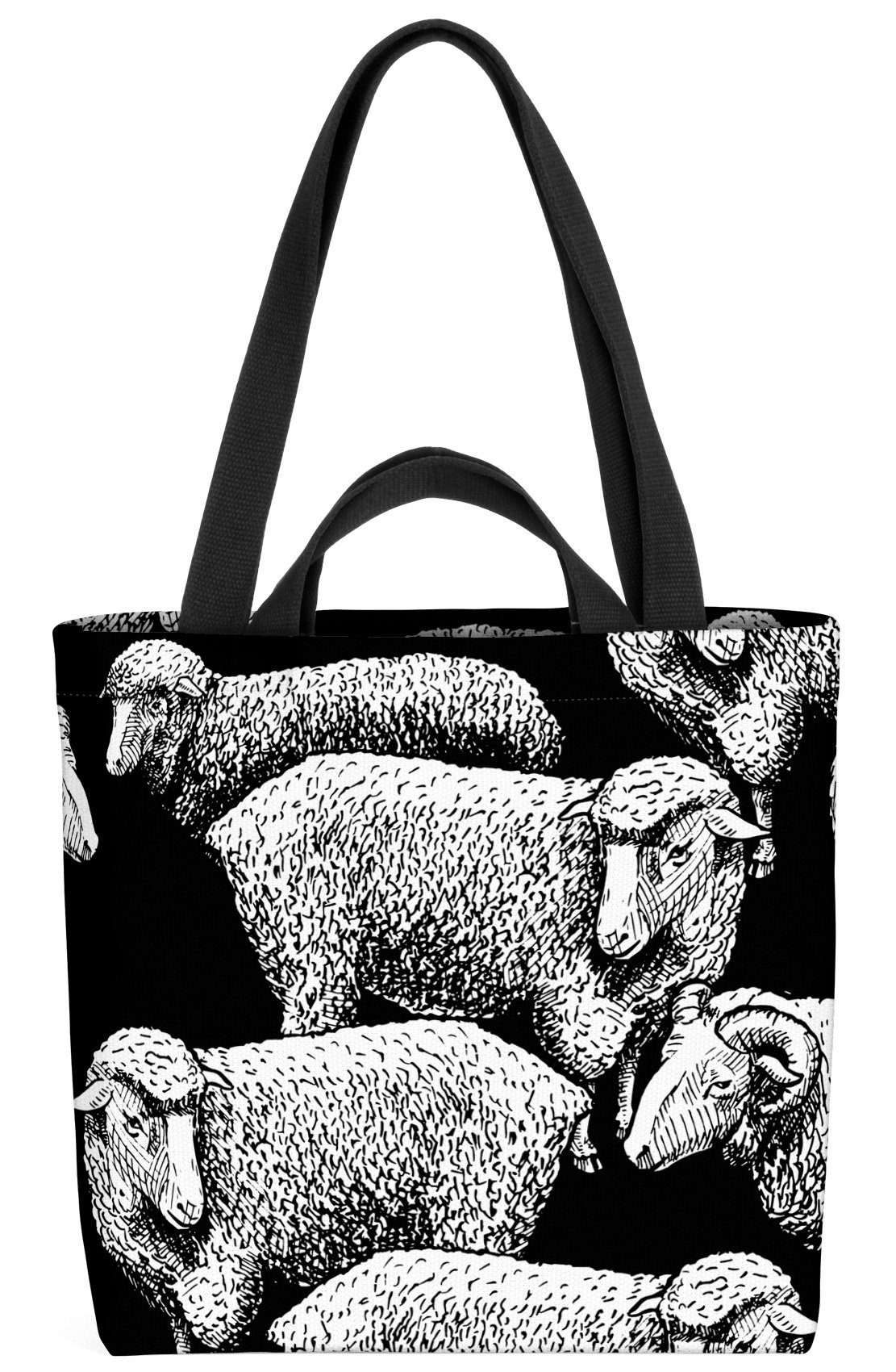 VOID Henkeltasche (1-tlg), Tier-Herde Wolle Schaf-Herde Märchen Bauern-Hof Schäfer Tierherde Schafe