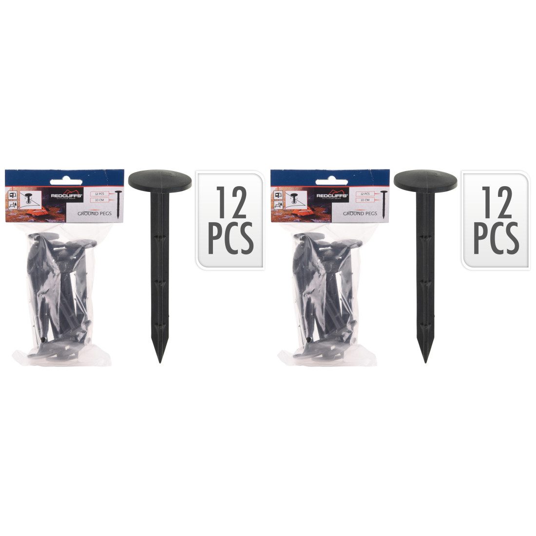 Redcliffs Zelthering 2 x Zelthering Zeltstäbchen 12 Stück Set Schwarz Zeltzubehör, (24-St)