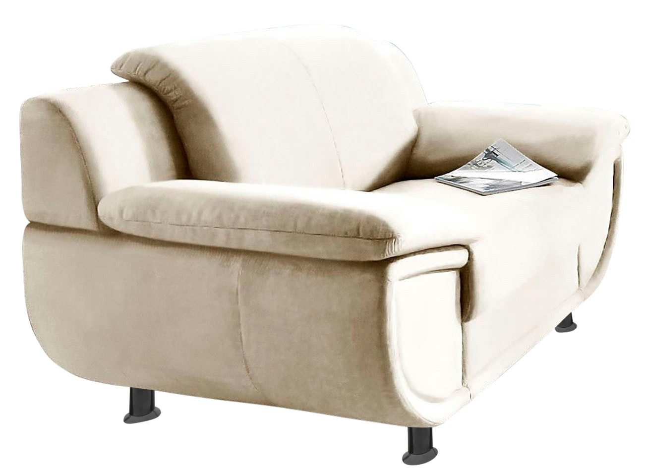 TRENDMANUFAKTUR Sessel Rondo, Breite 121 cm, breite Armlehnen, Füße schwarz, Big-Sessel wahlweise mit Federkern, in verschiedenen Bezügen