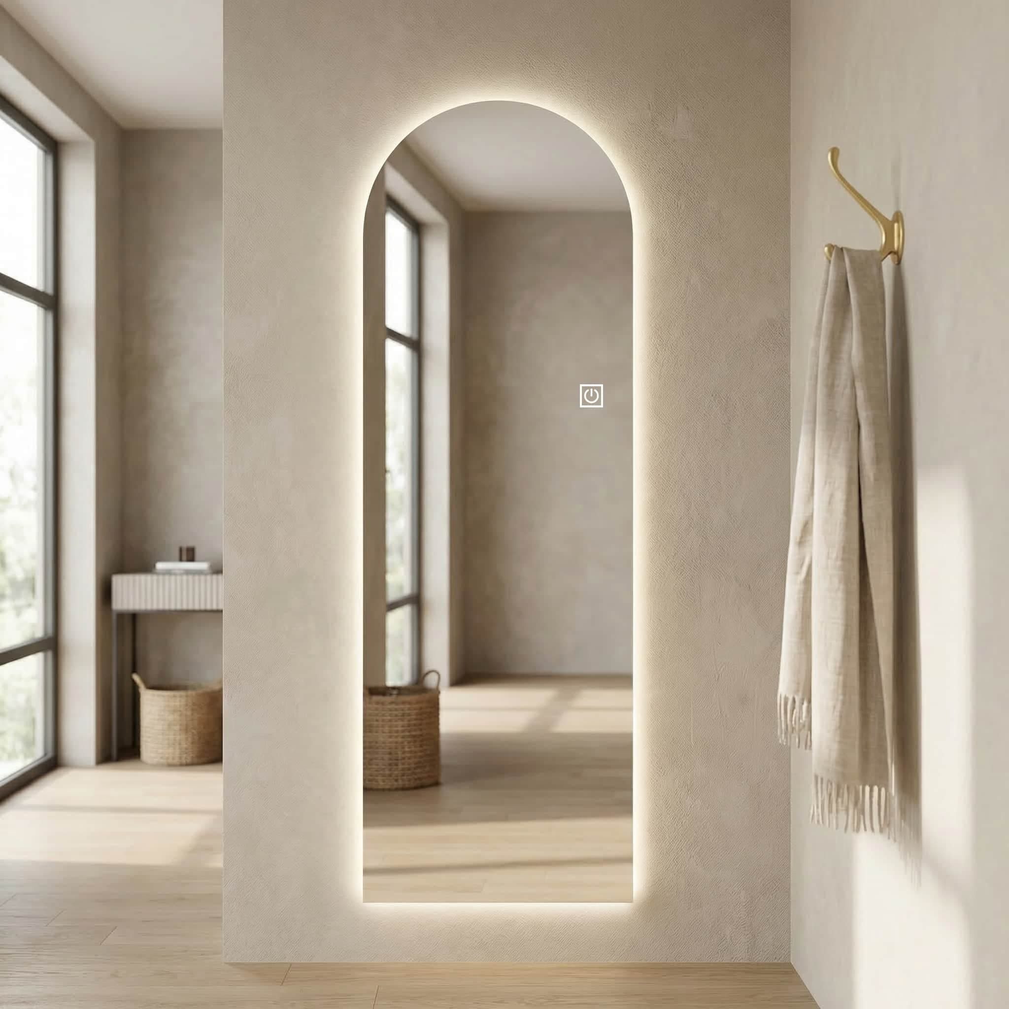 ANYSUN Ganzkörperspiegel LED Dekospiegel 150x50 Wandspiegel 3 Lichtfarben (LED Spiegel), Eleganter LED Wandspiegel mit 3 Lichtfarben, dimmbar & Memory-Funktion