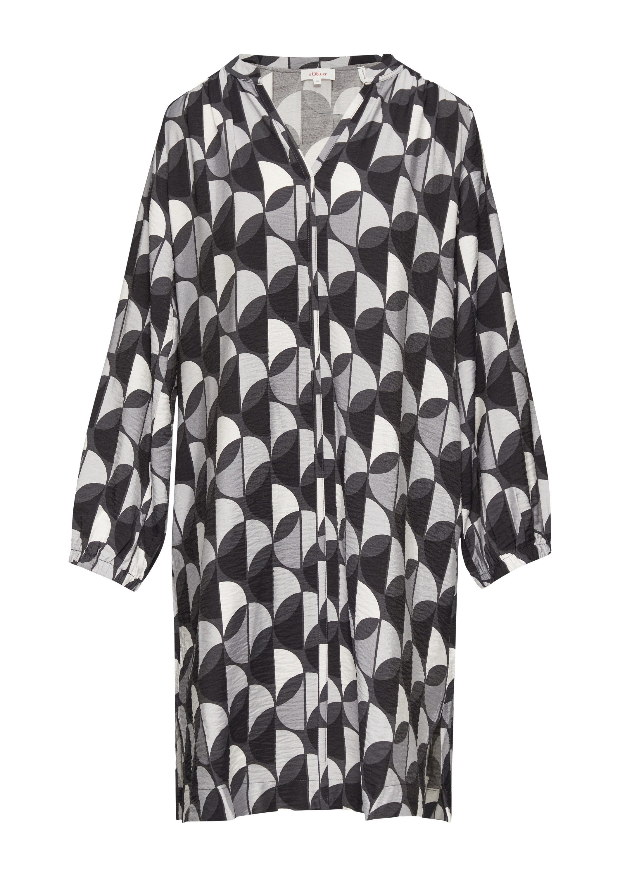 s.Oliver Minikleid Kleid Viskose-Kleid mit All-over-Print und seitlichen Eingrifftaschen