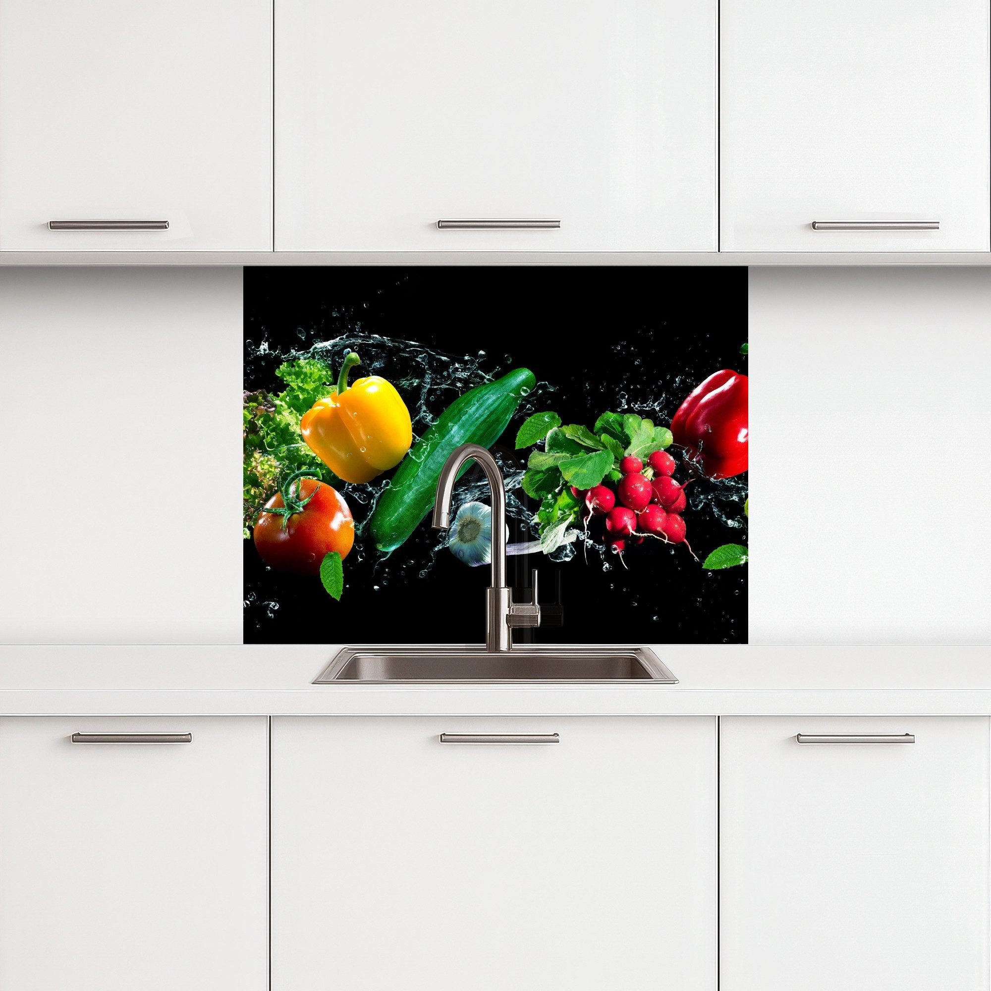 KitchenYeah Küchenrückwand selbstklebend Gemüse - Splash - Schwarz, (1-tlg) günstig online kaufen