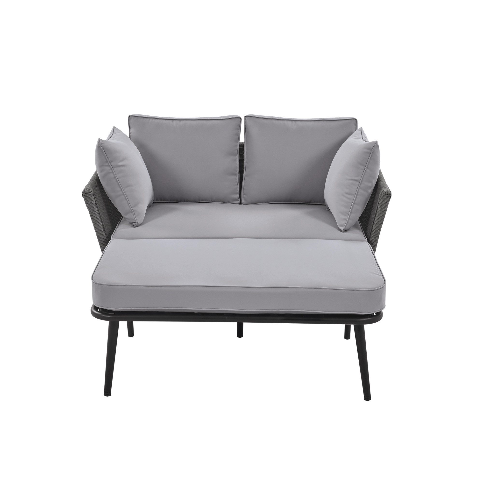 Rolipo Gartenlounge-Sessel Gartensofa Sonnenliege & extra dickem (10cm) abnehmbaren Kissen, handgeflochtenem Seil rostfrei & wetterfest für Garten/Terrasse/Pool