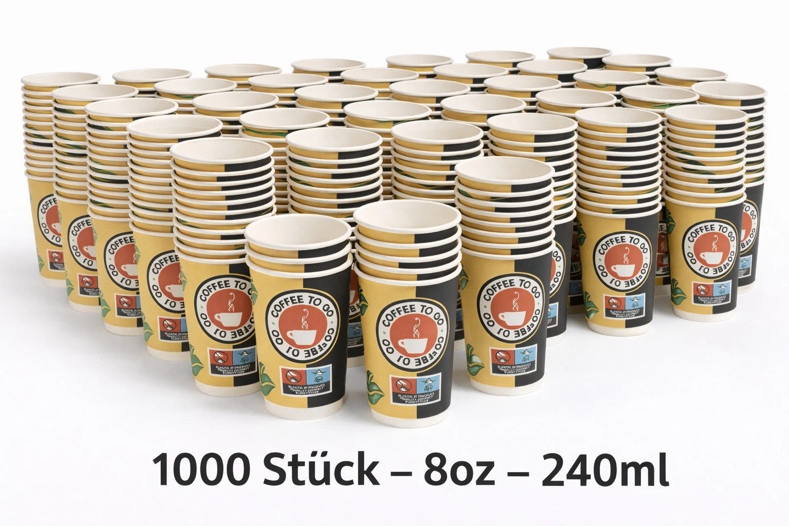 Homeparadise Coffee-to-go-Becher 1000 Coffee To Go Becher 8oz 240ml, 20x50, Pappbecher Gastro & Event